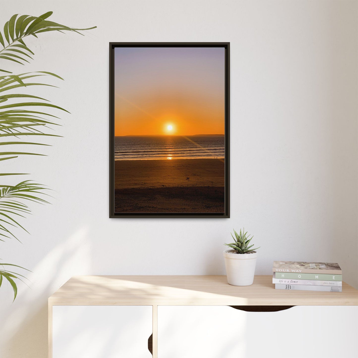 Sunset in Ocean Matte Canvas, Framed (Multi-color)