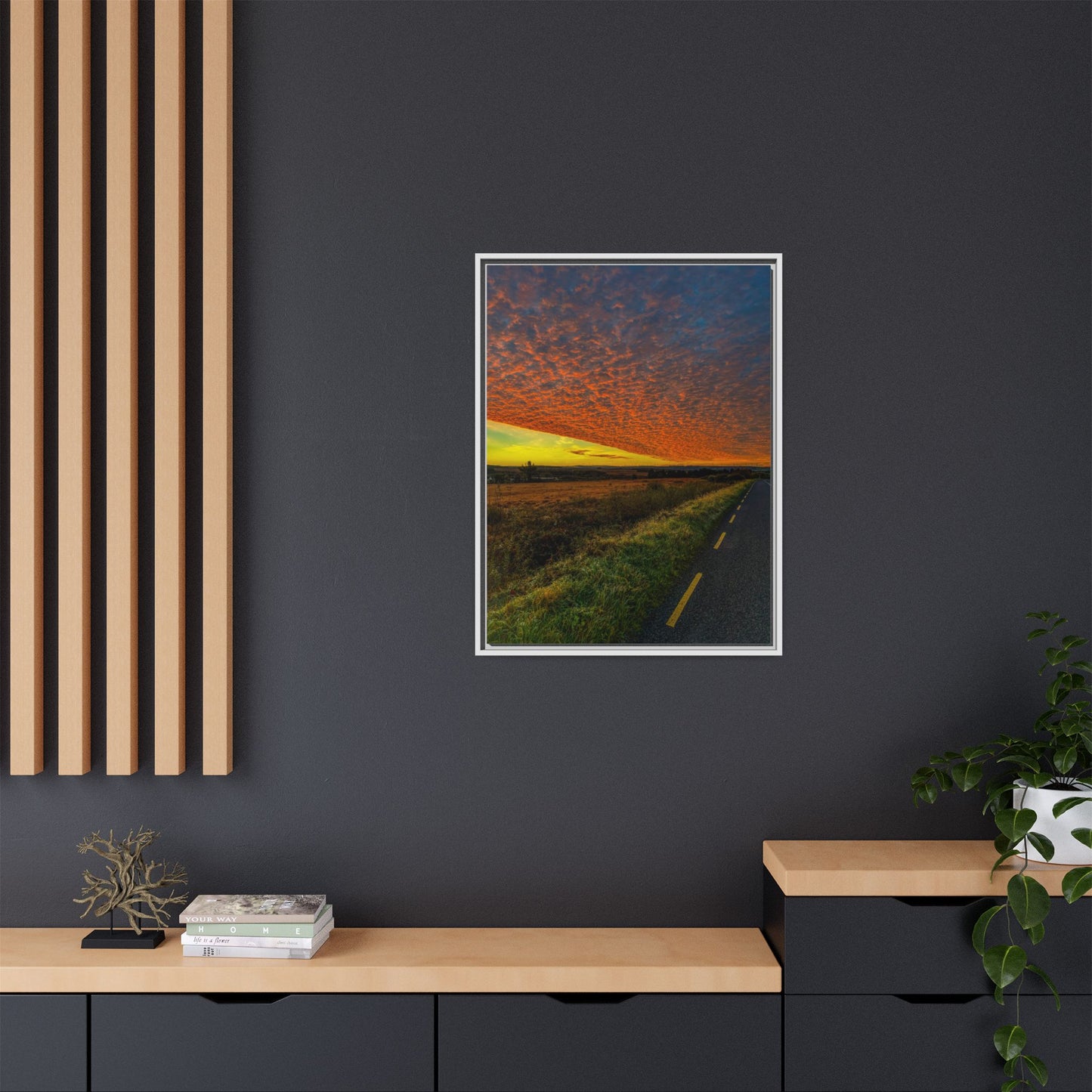 Cloudy Sunset Matte Canvas, Framed (Multi-color)