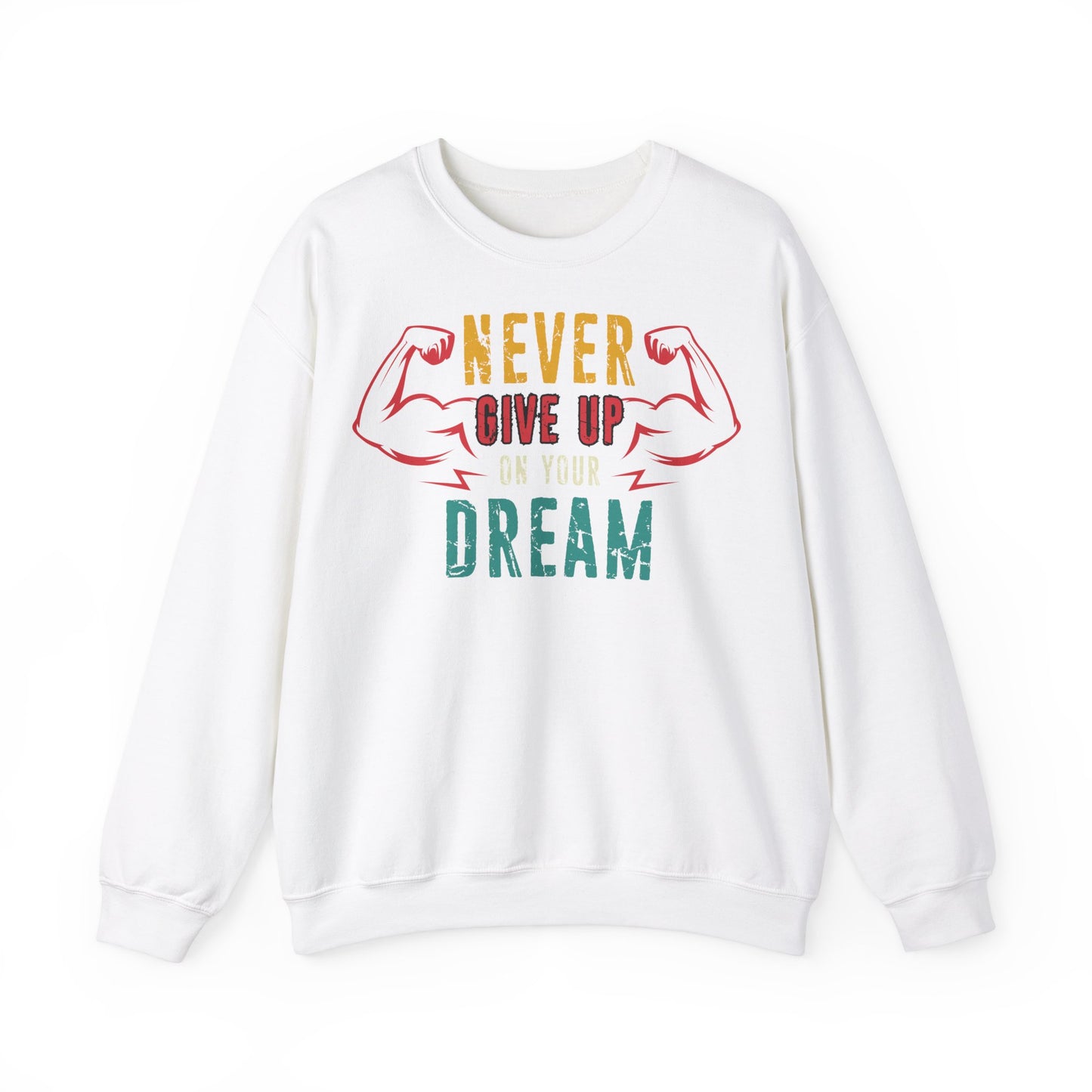 Motivational Unisex Heavy Blend™ Crewneck Sweatshirt - "Never Give Up on Your Dream" Regular