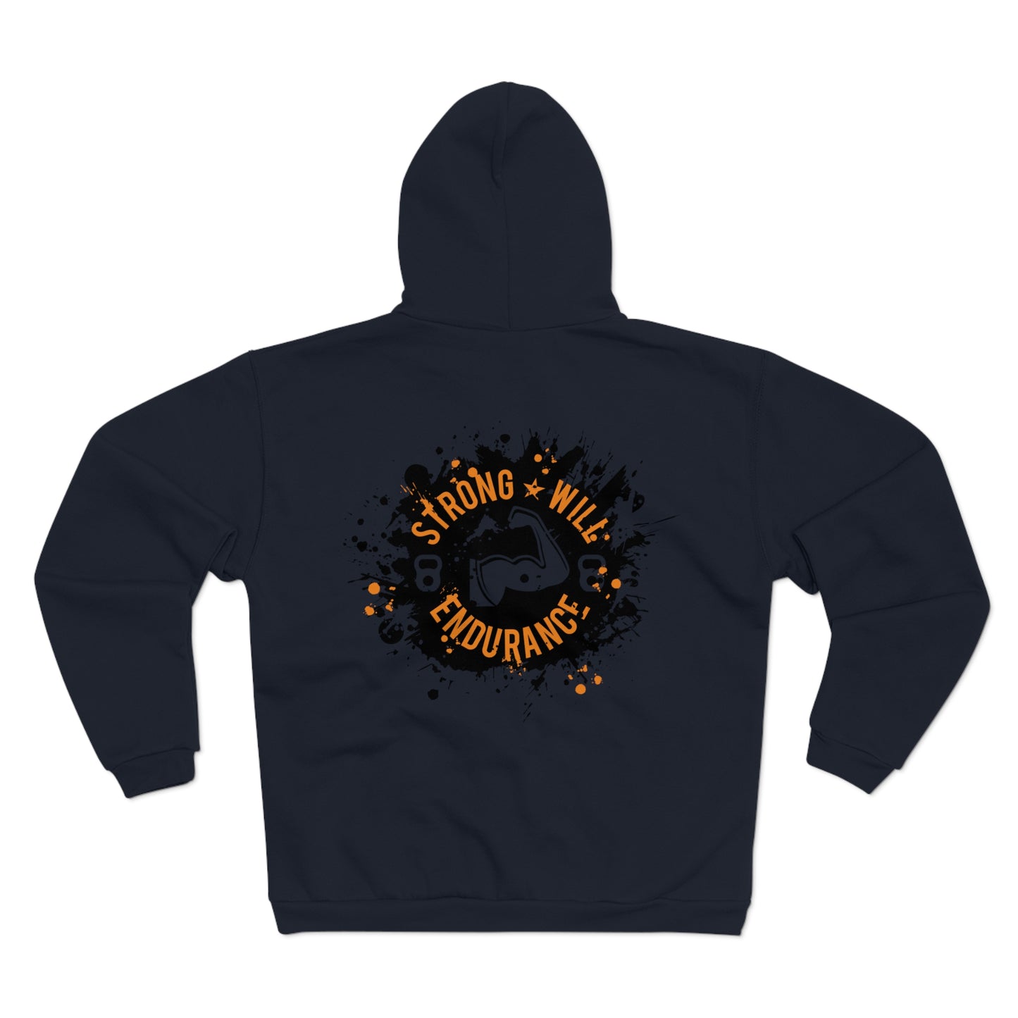 Strong Will Endurance Unisex Hooded Zip Sweatshirt - Motivational Fitness Apparel