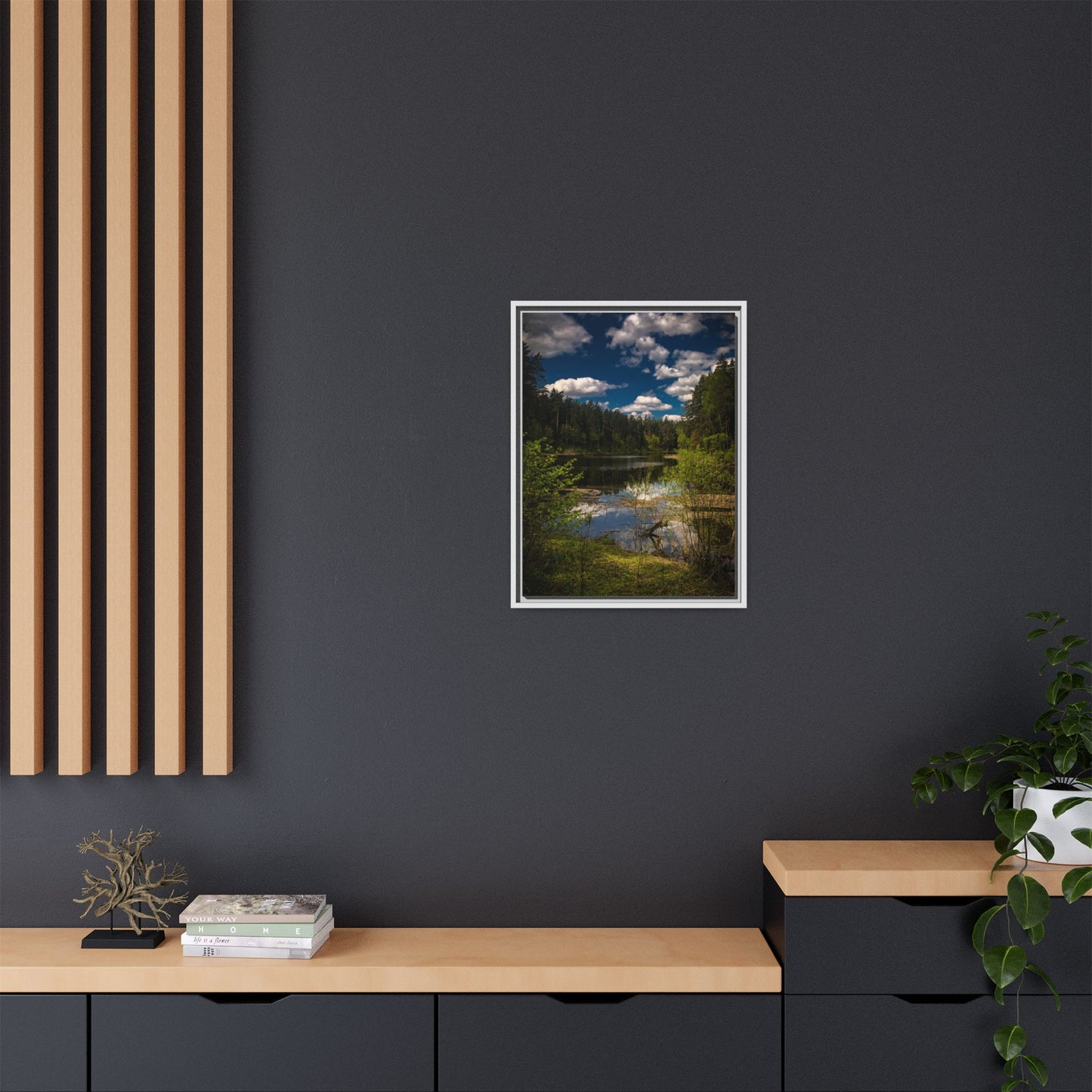 Vilnius Lake Matte Canvas, Framed (Multi-color)