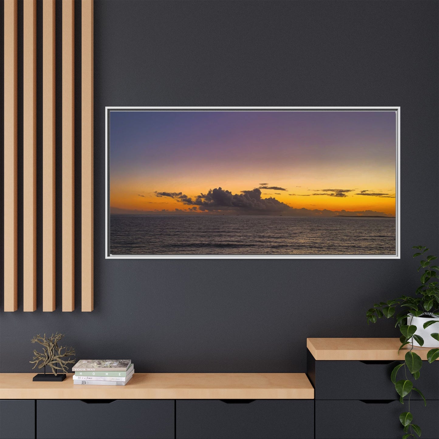 Sunset in Ocean 2 Matte Canvas, Framed (Multi-color)
