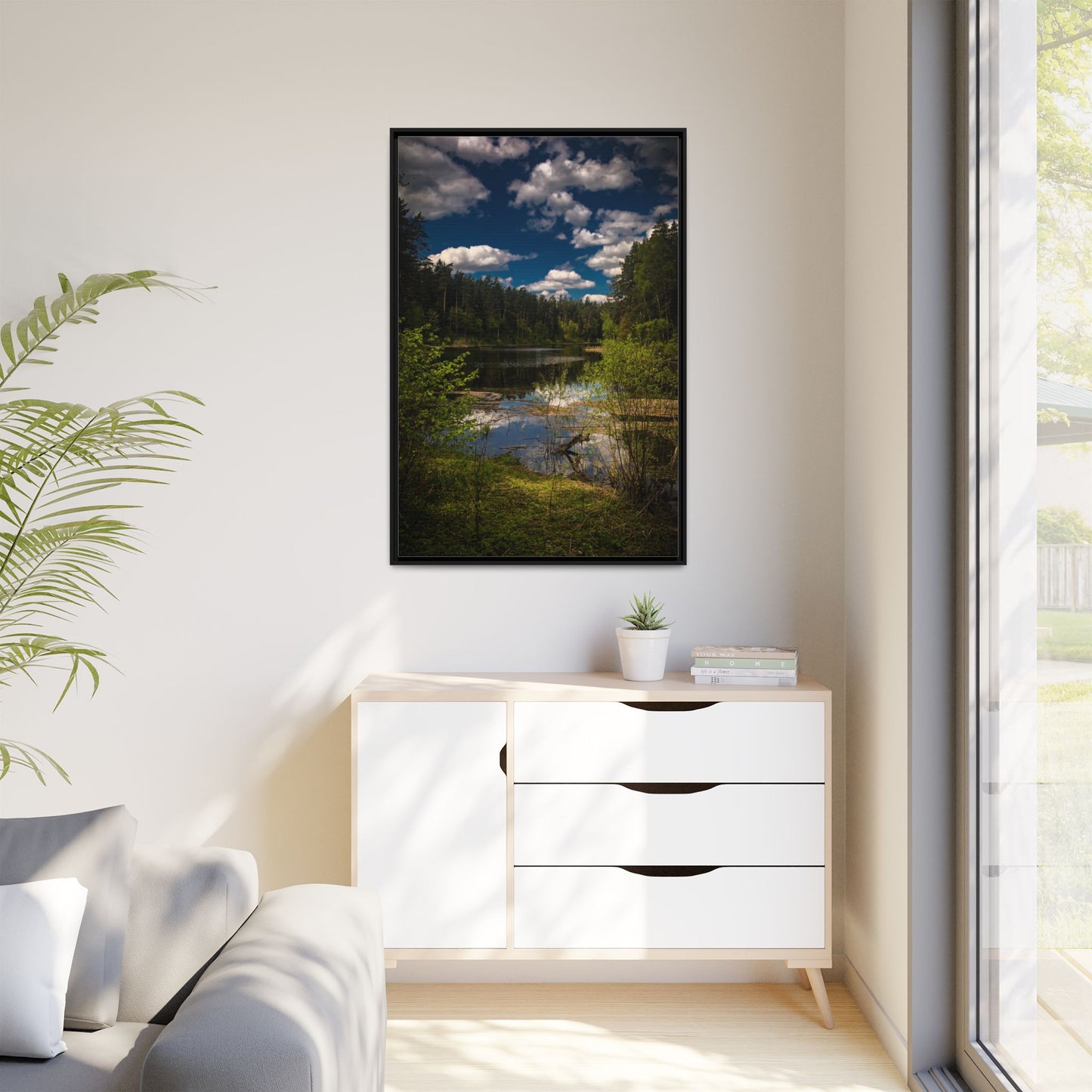 Vilnius Lake Matte Canvas, Framed (Multi-color)