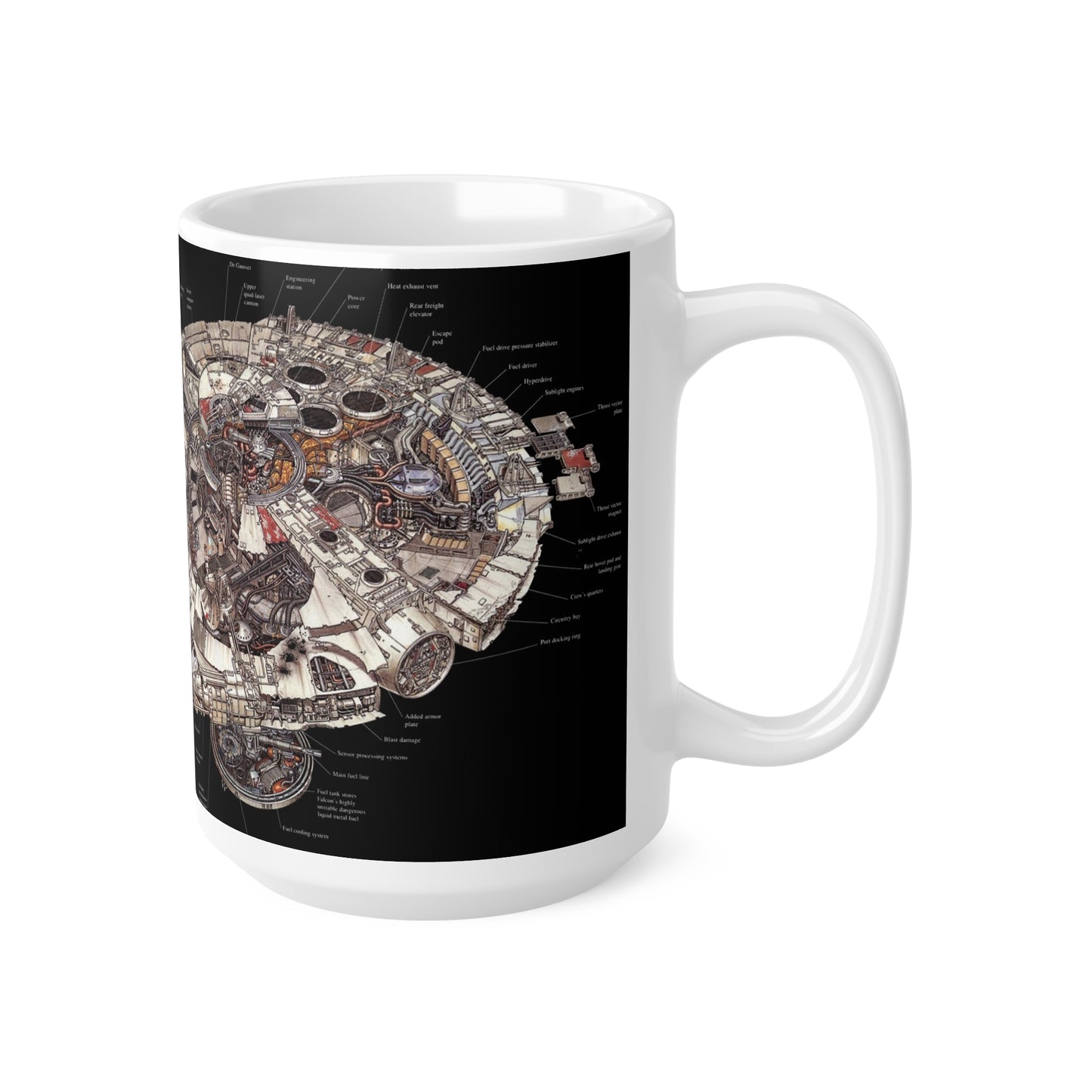 Stylish Spaceship Design Ceramic Coffee Cups, 11oz, 15oz