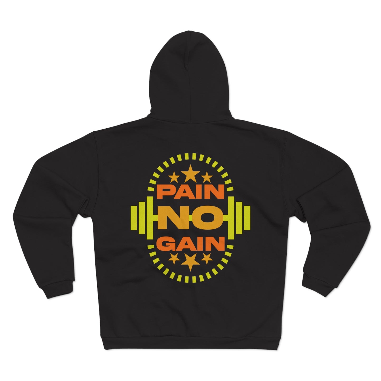 Motivational Pain No Gain Zip Hoodie for Fitness Enthusiasts