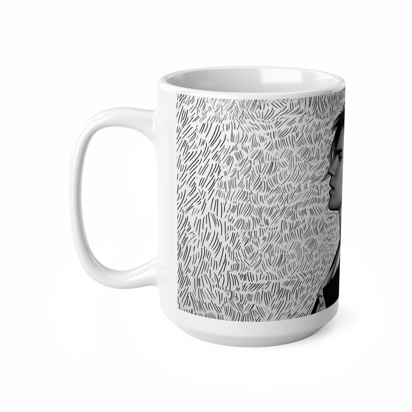 Stylish Ceramic Coffee Cup with Minimalist Black & White Design - 11oz & 15oz Sizes