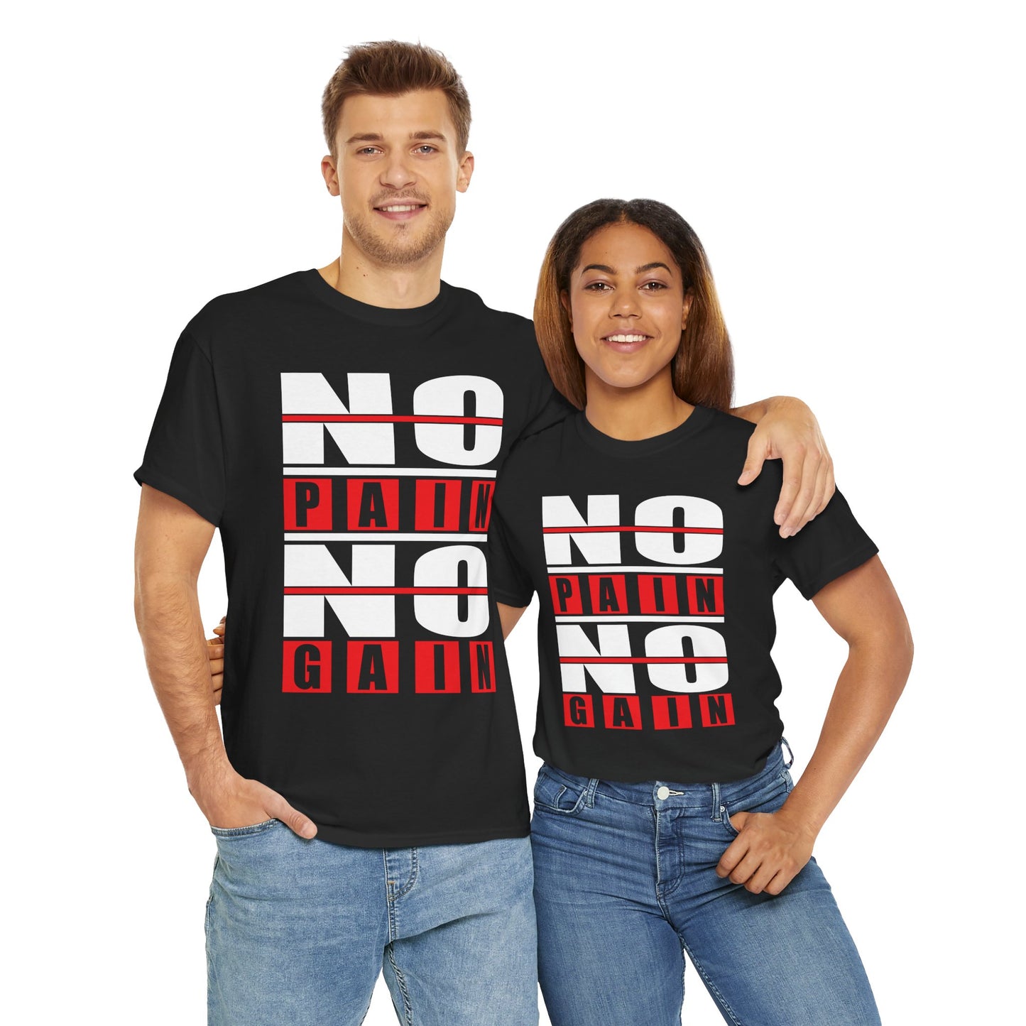 Motivational Fitness Tee - No Pain No Gain Unisex Heavy Cotton T-Shirt