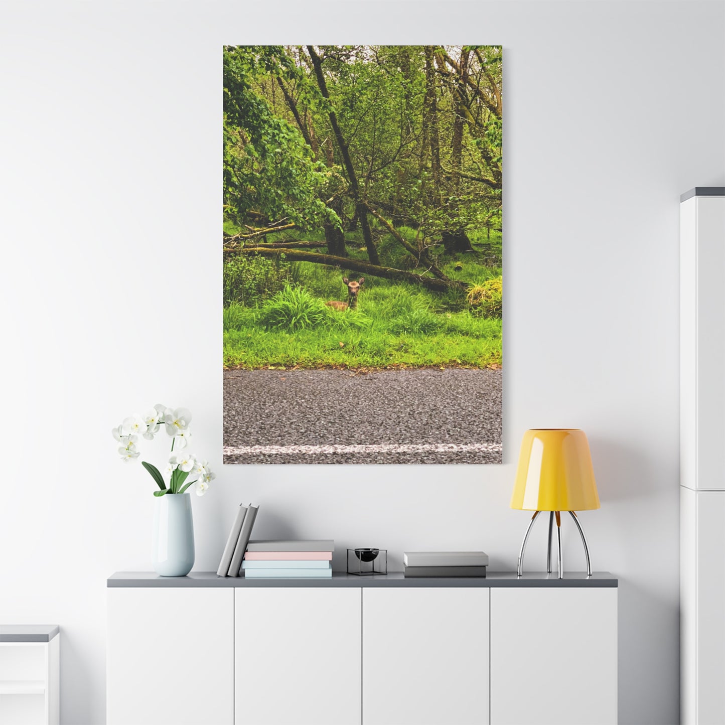 Deer in Ditch Matte Canvas, Stretched, 1.25"