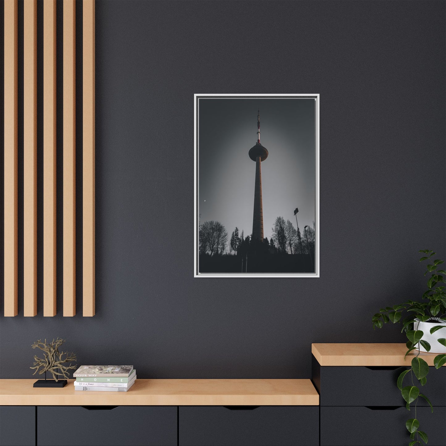 TV Tower Matte Canvas, Framed (Multi-color)
