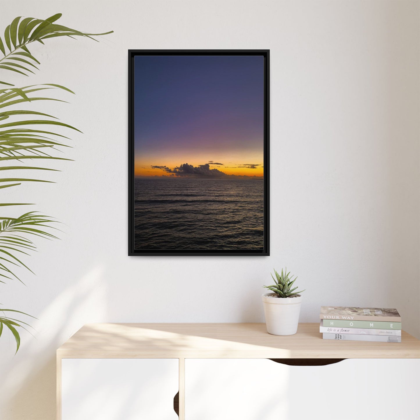 Sunset in Ocean 2 Matte Canvas, Framed (Multi-color)
