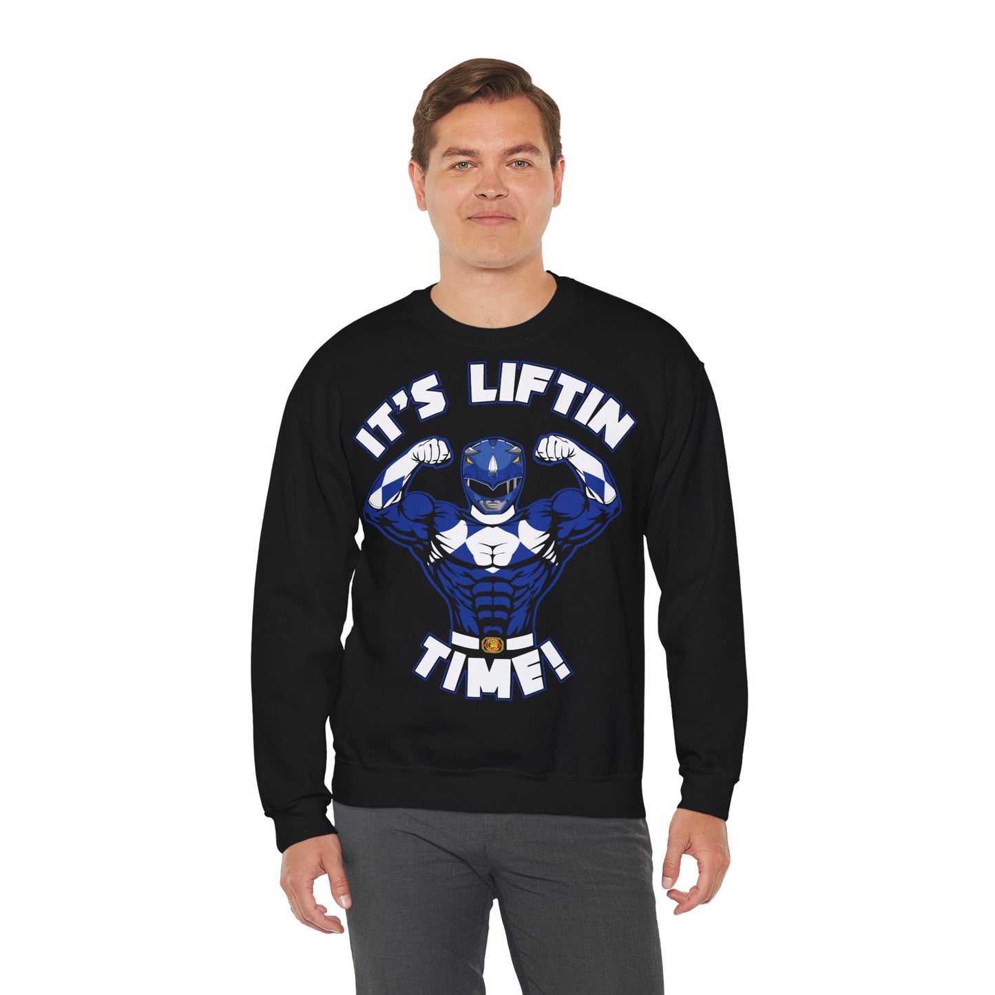 Unisex Heavy Blend™ Crewneck Sweatshirt - Liftin' Time Superhero Gym Apparel Black