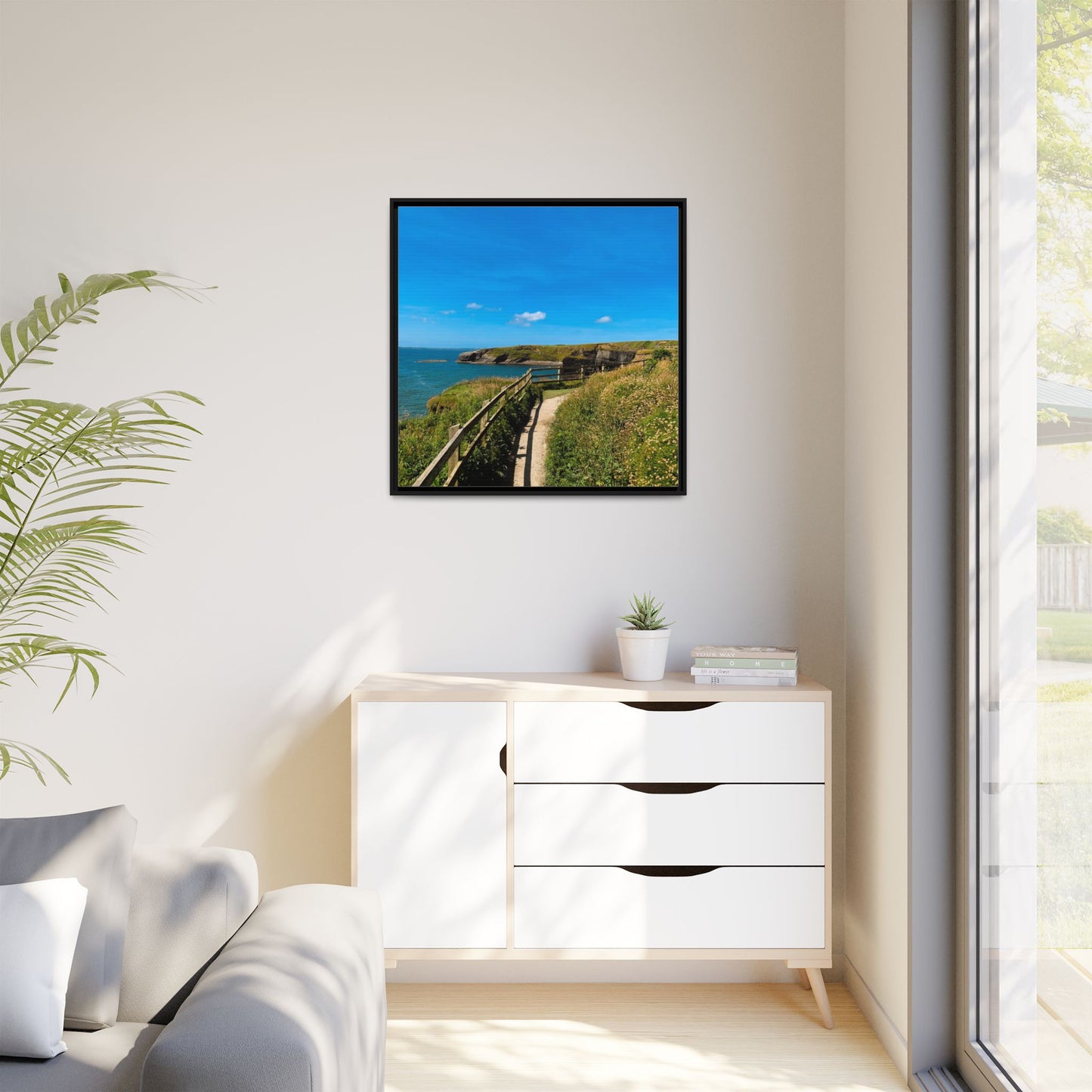 Cliff Trail Ballybunion Matte Canvas, Framed (Multi-color)