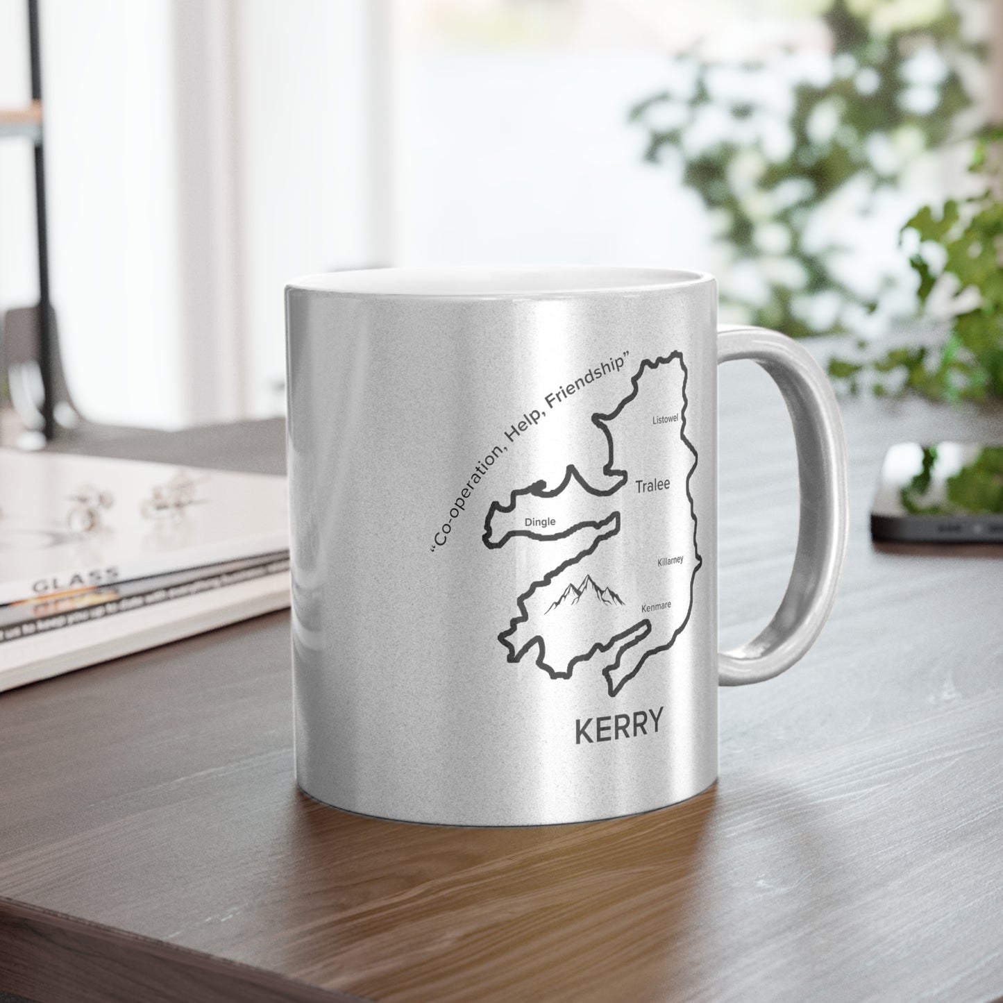 Kerry County Metallic Colour Mug - Silver/Gold - Perfect Gift for Coffee Lovers