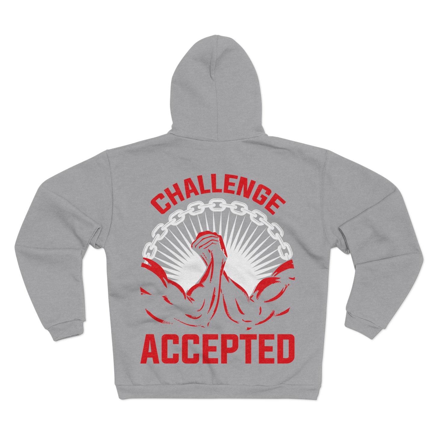 Motivational Unisex Hooded Zip Sweatshirt - 'Challenge Accepted' Fitness Hoodie