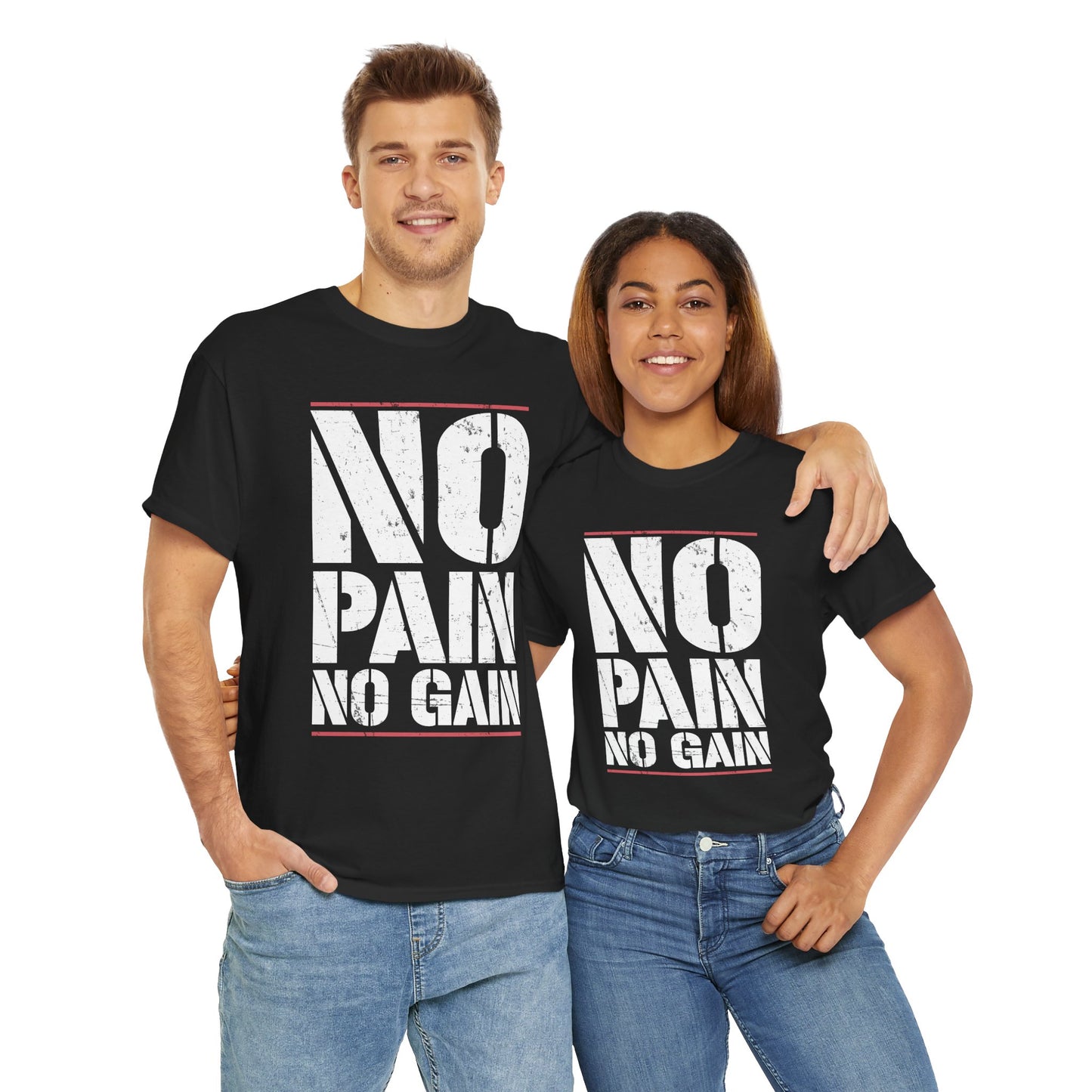 Motivational Unisex Heavy Cotton Tee - "No Pain No Gain"