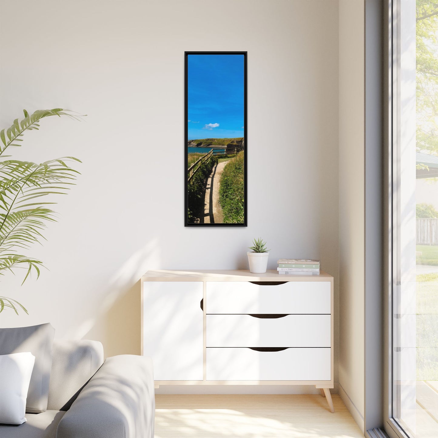Cliff Trail Ballybunion Matte Canvas, Framed (Multi-color)