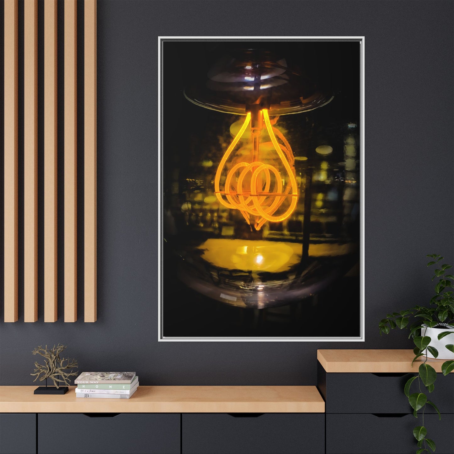 Bulb Matte Canvas, Framed (Multi-color)