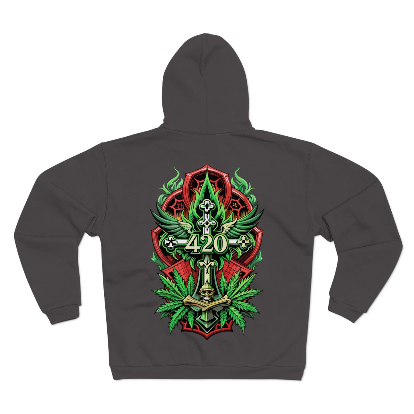 420 Cannabis Shield Zip Hoodie – Marijuana Leaf Stoner Graphic Zip Hoodie