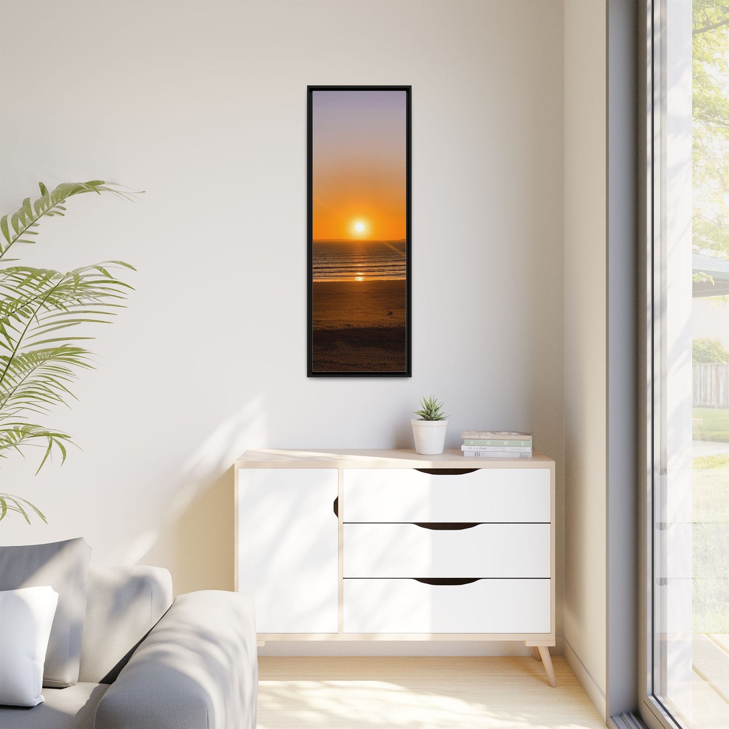 Sunset in Ocean Matte Canvas, Framed (Multi-color)
