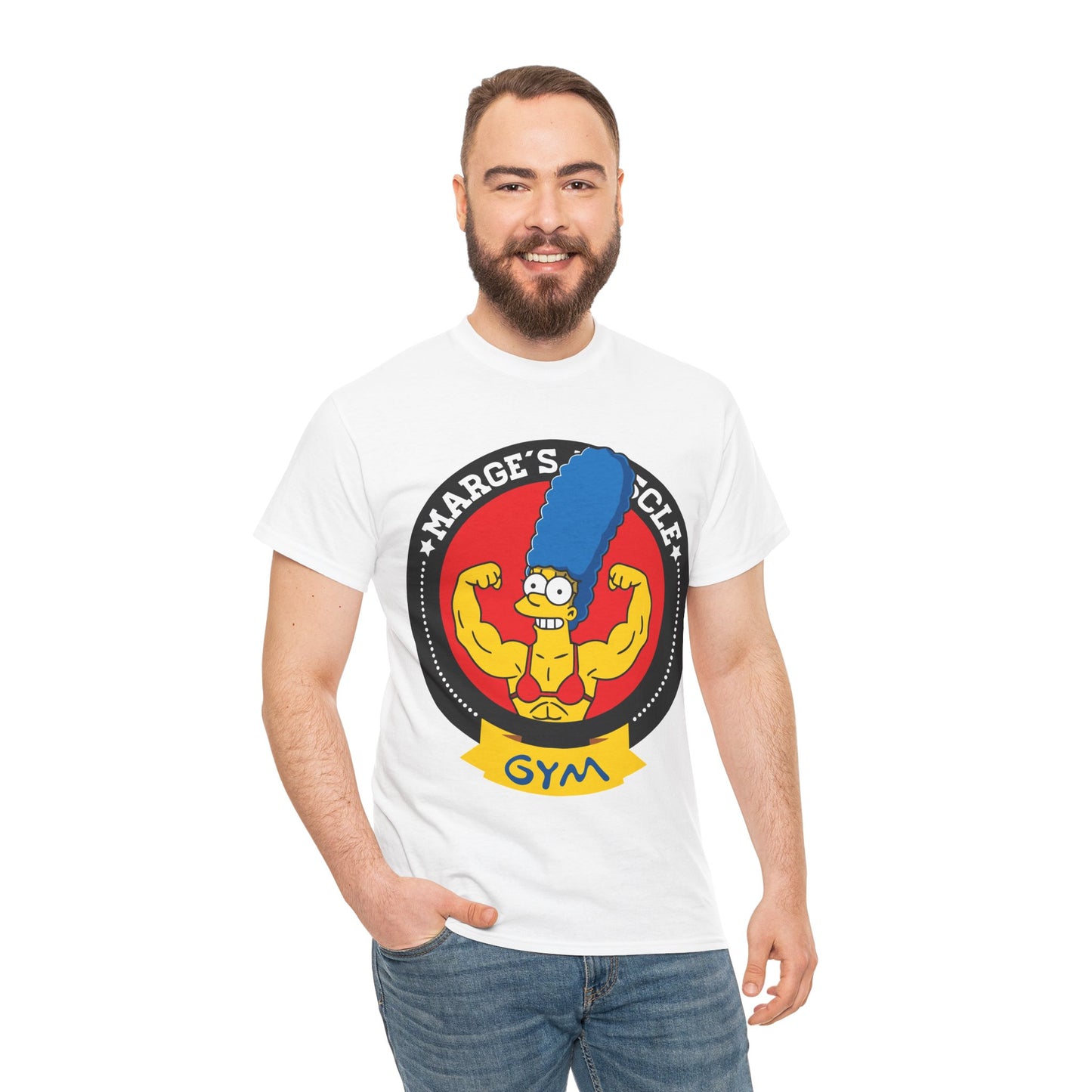 Marge Gym White Unisex Heavy Cotton Tee