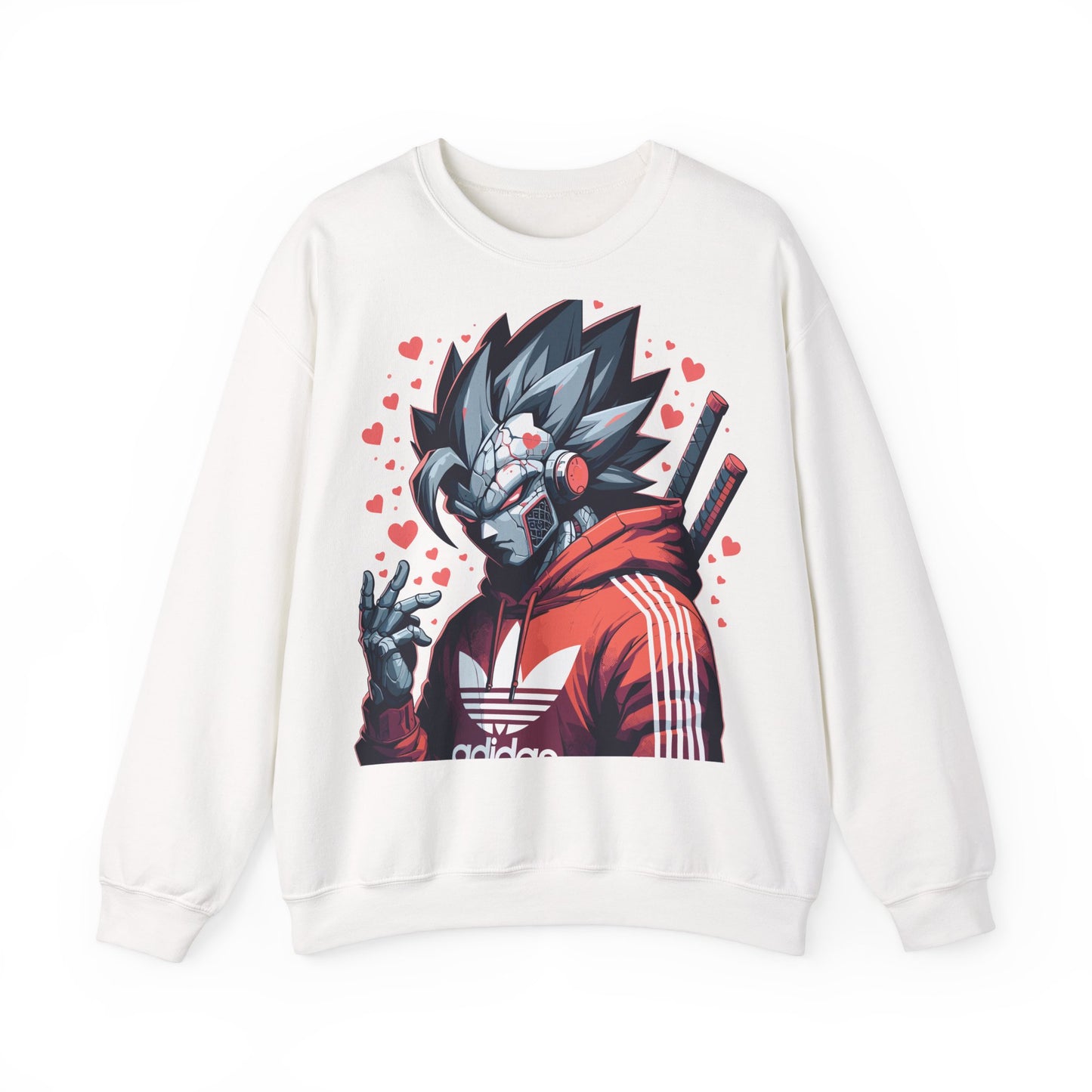 Anime-Inspired Unisex Crewneck Sweatshirt - Robot Heart Design