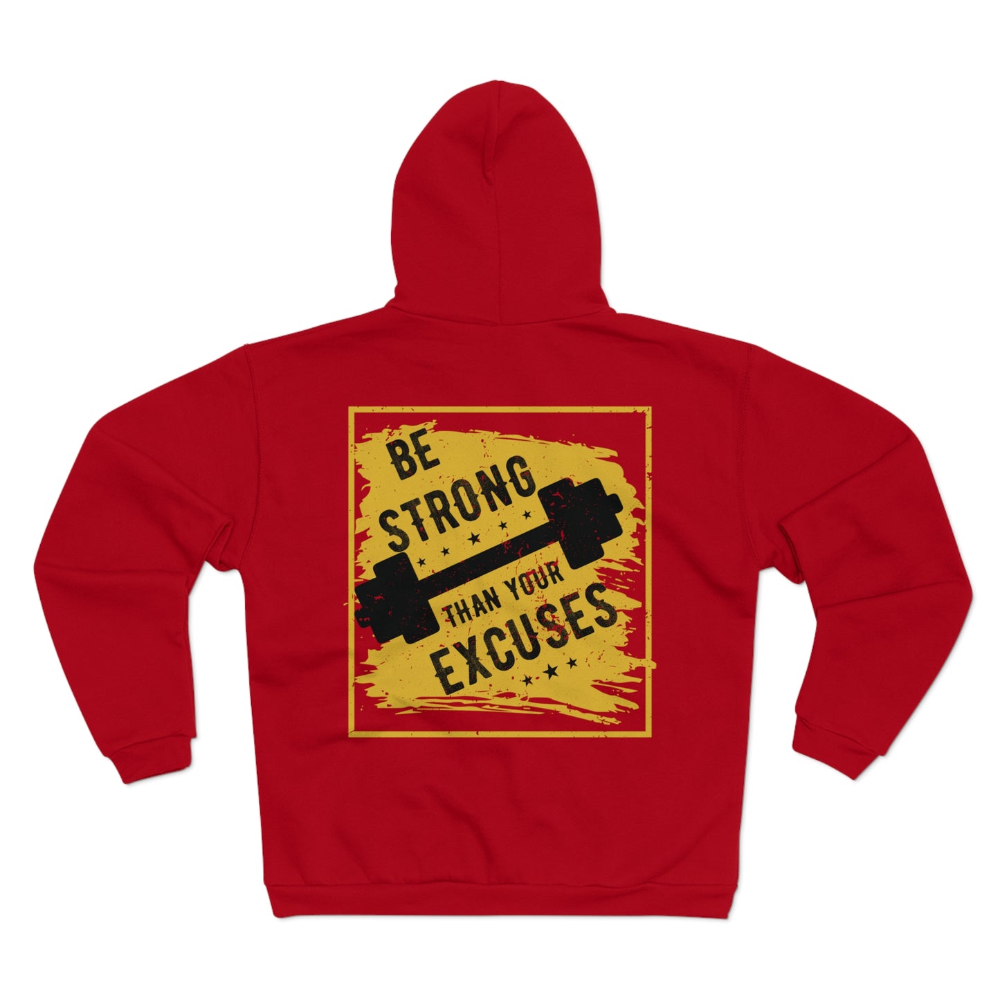 Motivational Unisex Hooded Zip Sweatshirt - 'Be Strong' Workout Hoodie