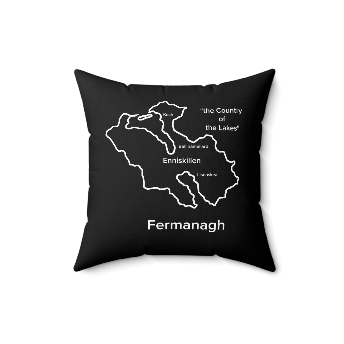 Fermanagh Spun Polyester Square Pillow Black Edition 2 Sizes