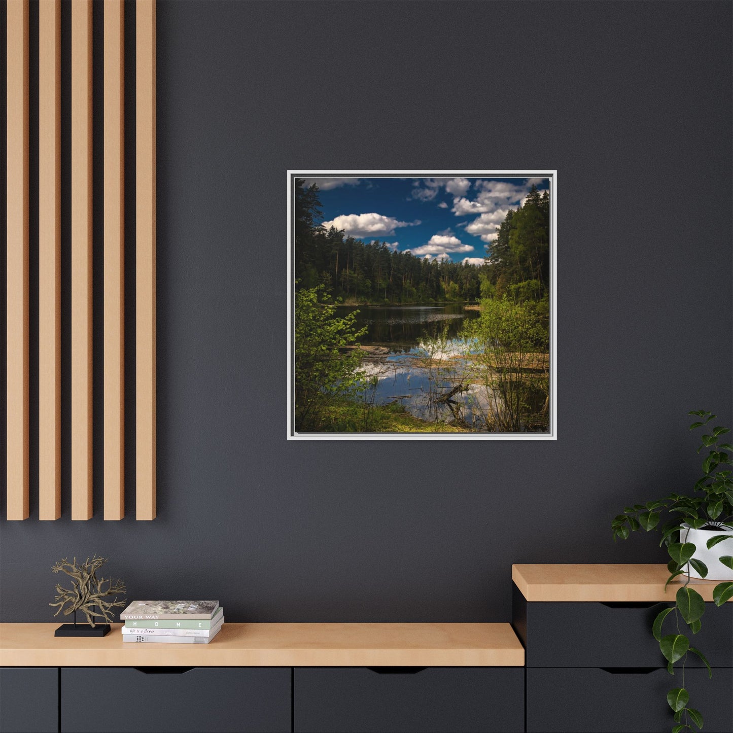 Vilnius Lake Matte Canvas, Framed (Multi-color)