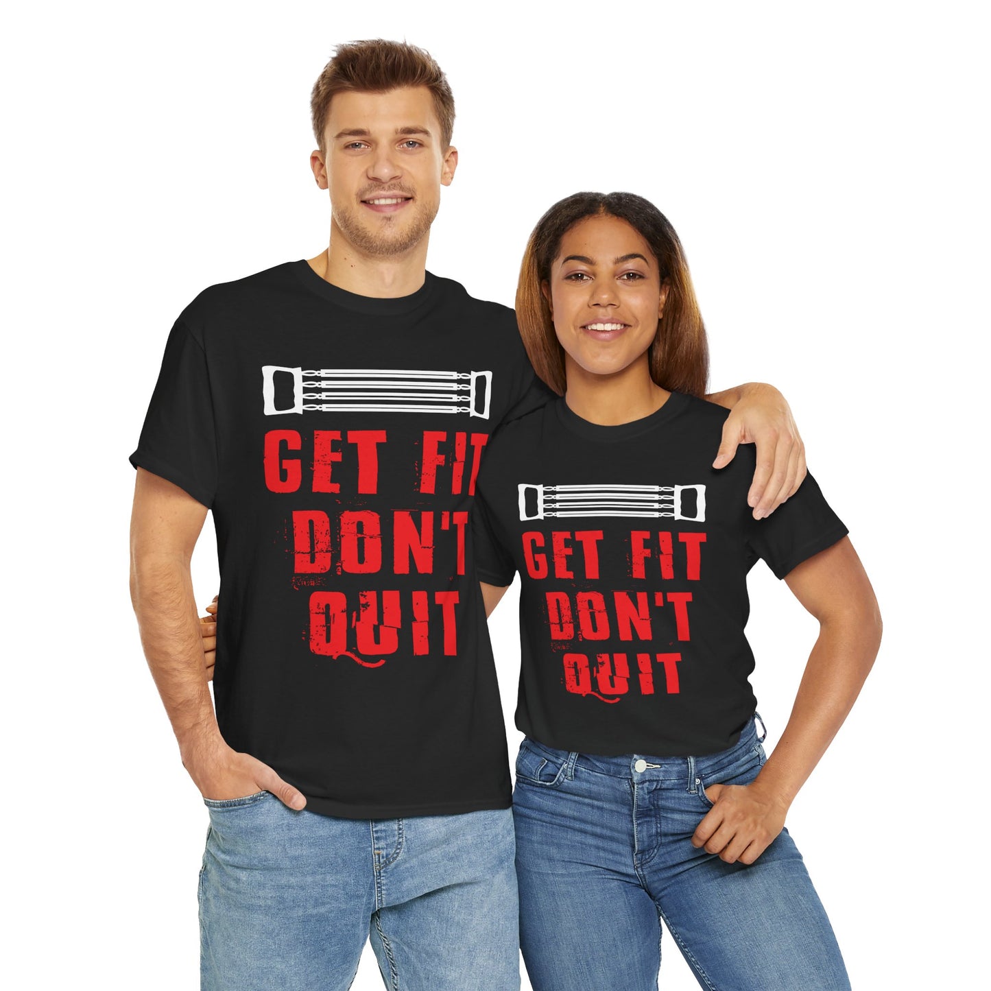 Motivational Fitness Tee - 'Get Fit Don't Quit' Unisex Heavy Cotton Shirt