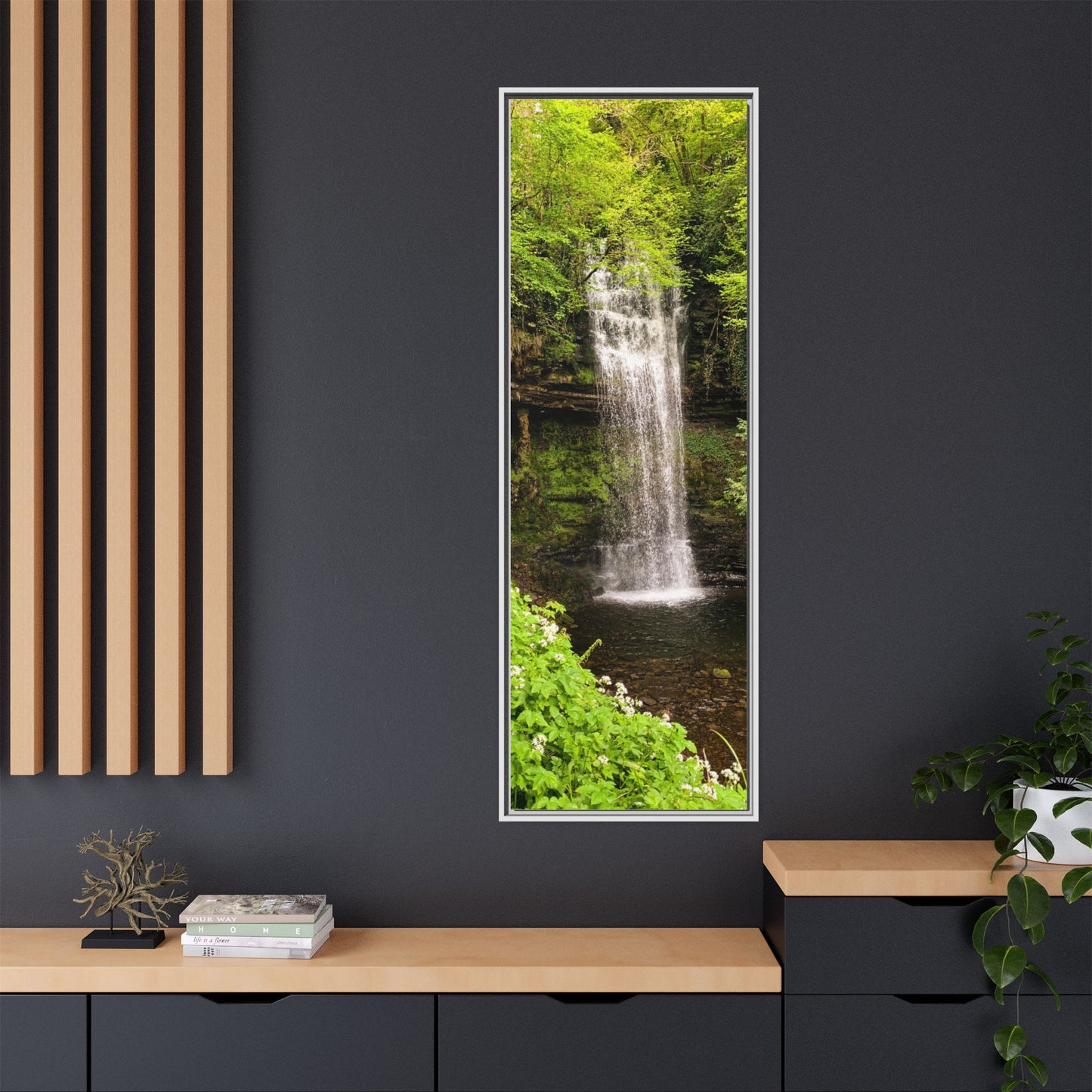 Glacer Waterfall Matte Canvas, Framed (Multi-color)