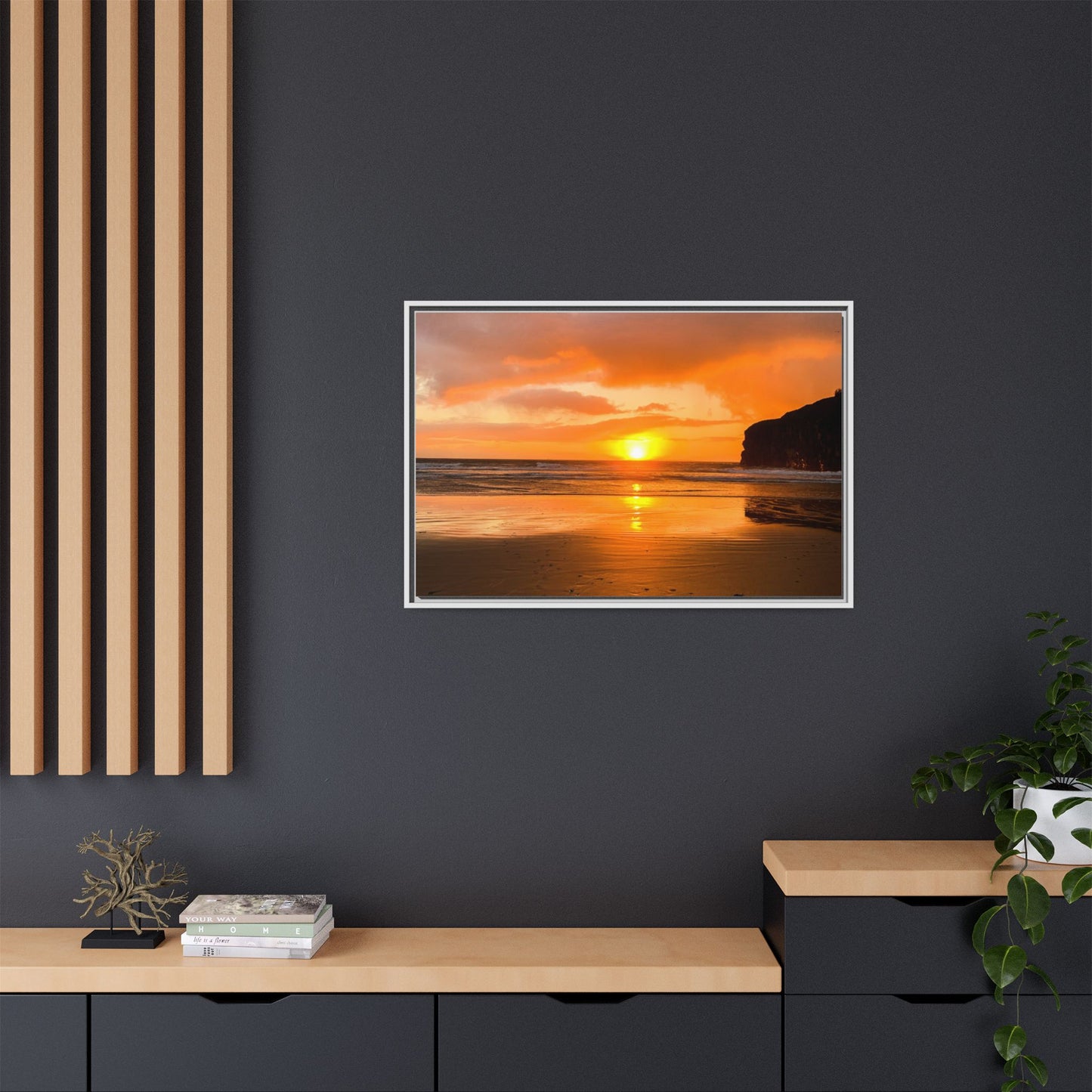 Sunset in Ballybunion Matte Canvas, Framed (Multi-color)