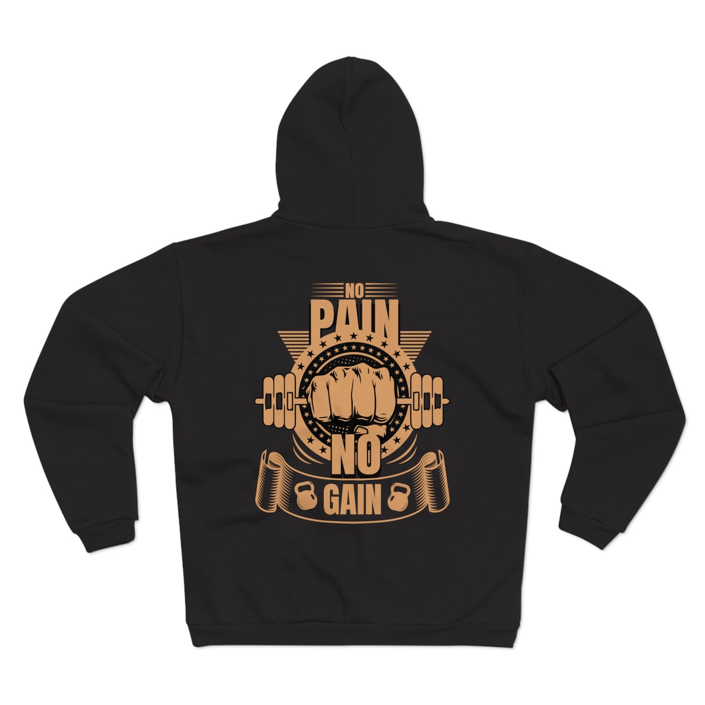 Motivational "No Pain No Gain" Unisex Hooded Zip Sweatshirt - Perfect for Gym Enthusiasts