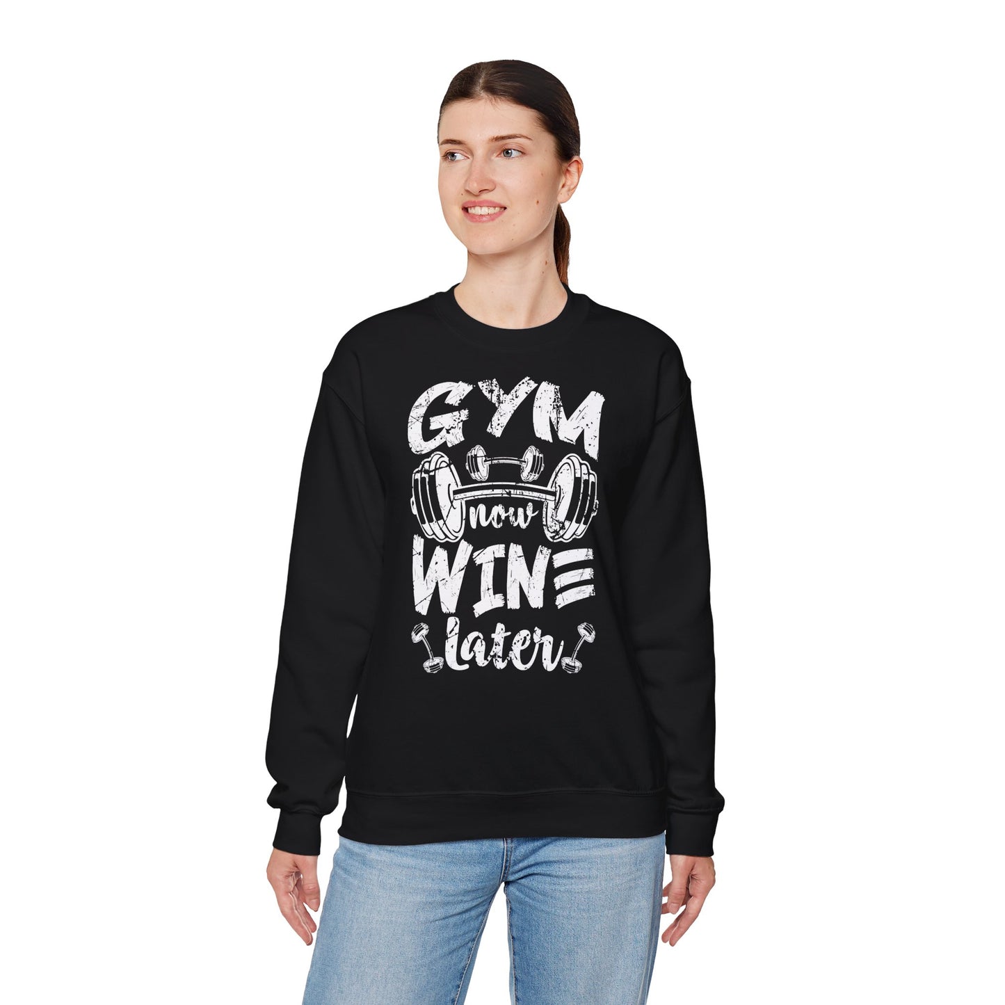 Gym Now Wine Later Crewneck Sweatshirt - Unisex Fitness Apparel
