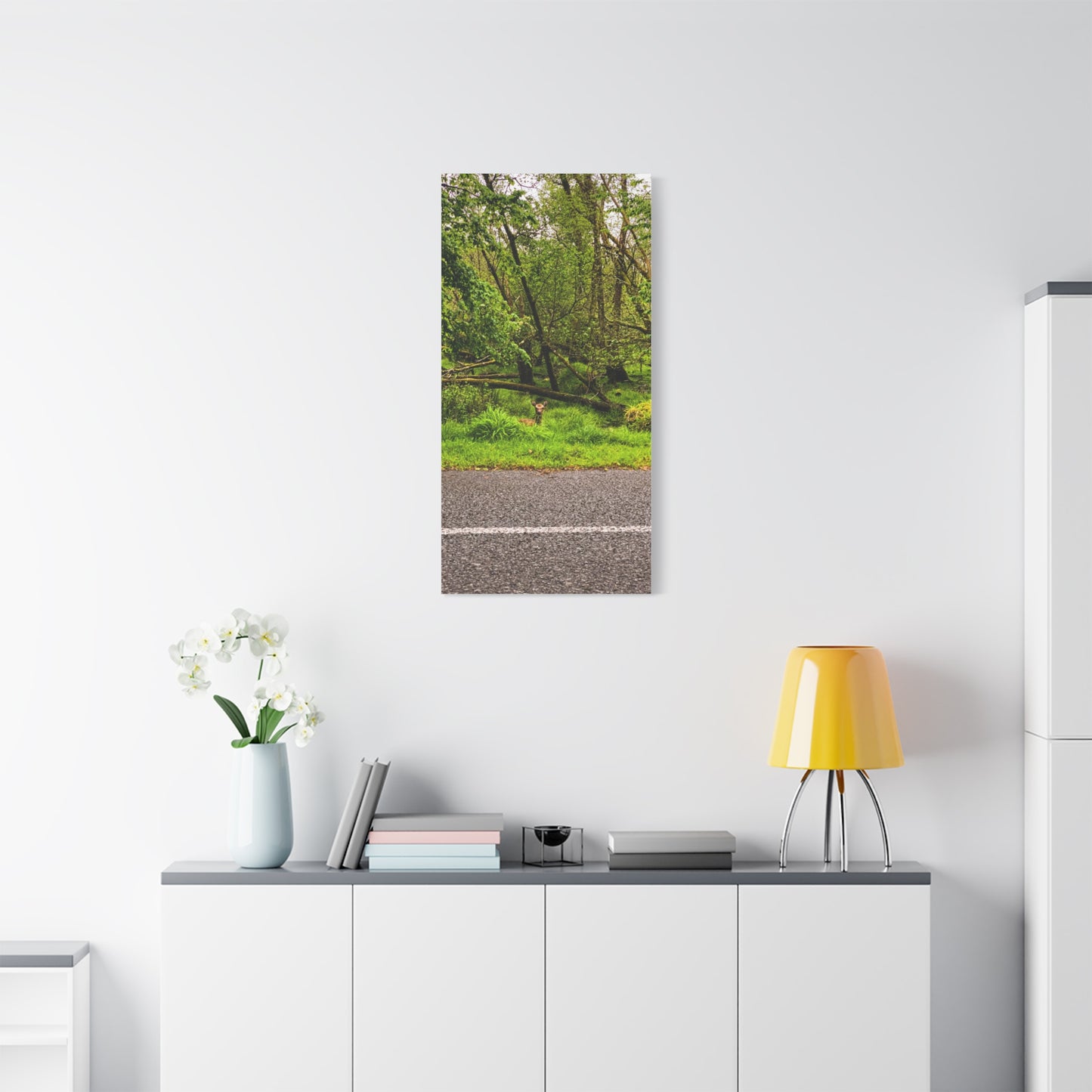 Deer in Ditch Matte Canvas, Stretched, 1.25"