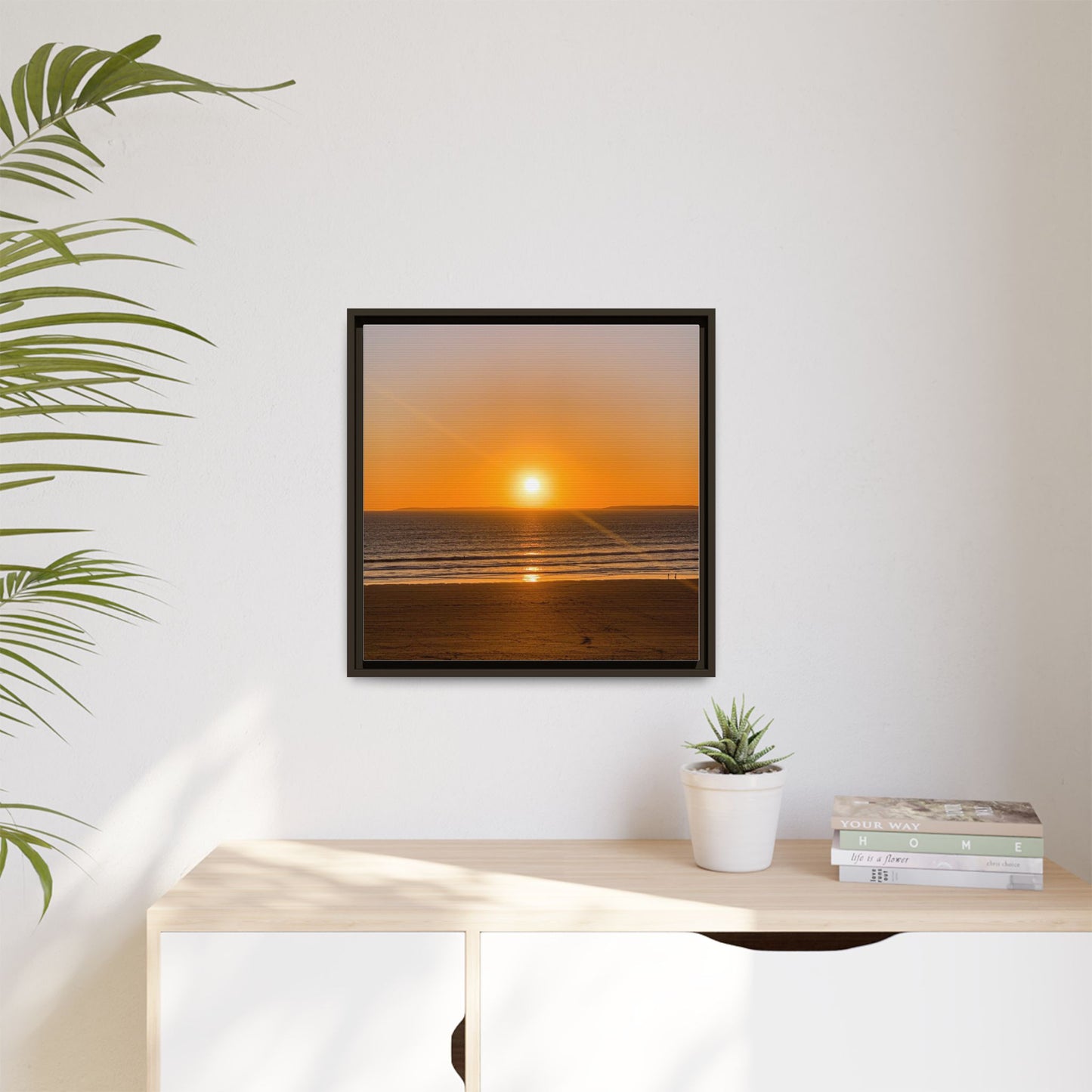 Sunset in Ocean Matte Canvas, Framed (Multi-color)