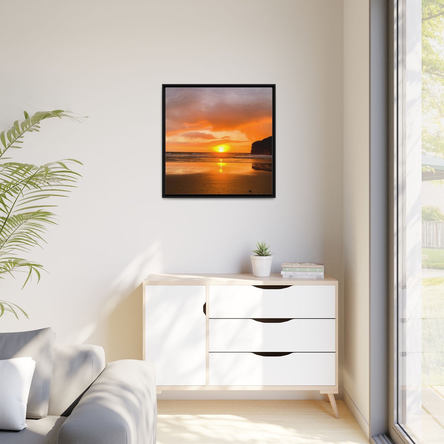 Sunset in Ballybunion Matte Canvas, Framed (Multi-color)
