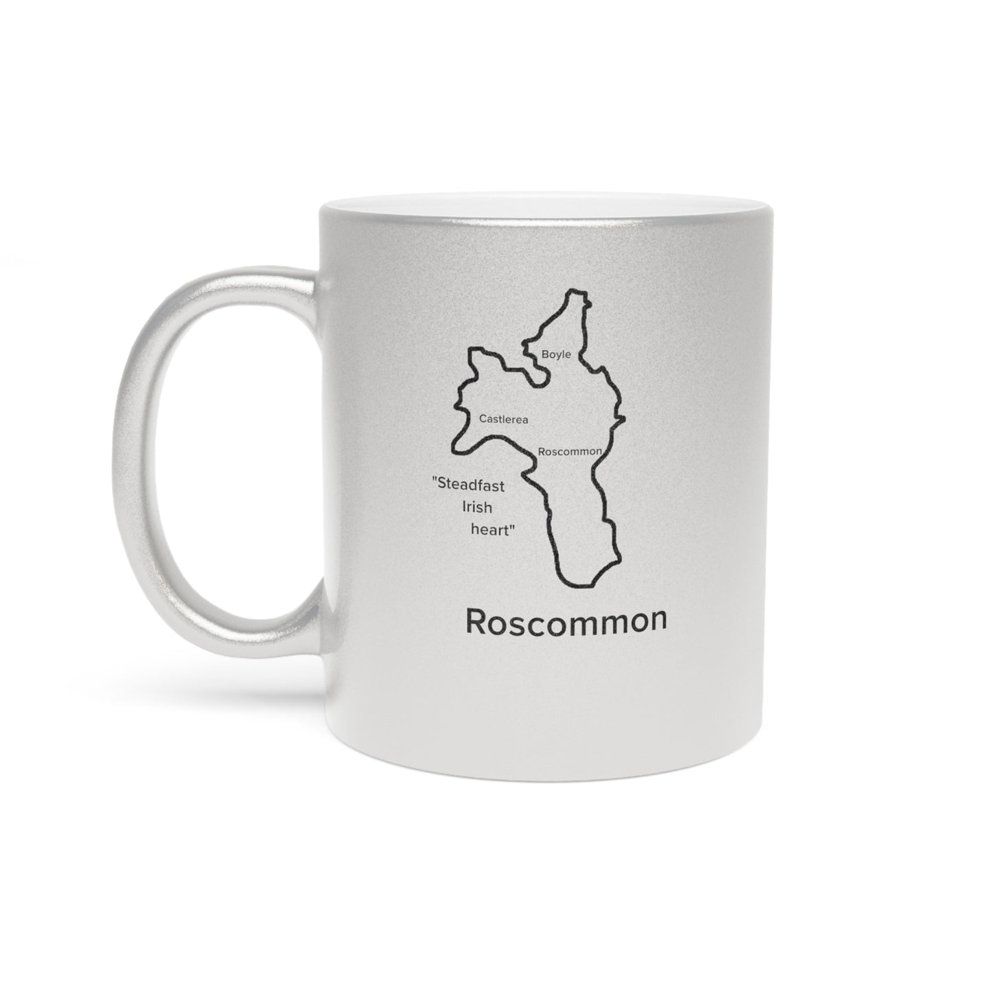 Roscommon County Metallic Colour Mug - Silver/Gold - Perfect Gift for Coffee Lovers
