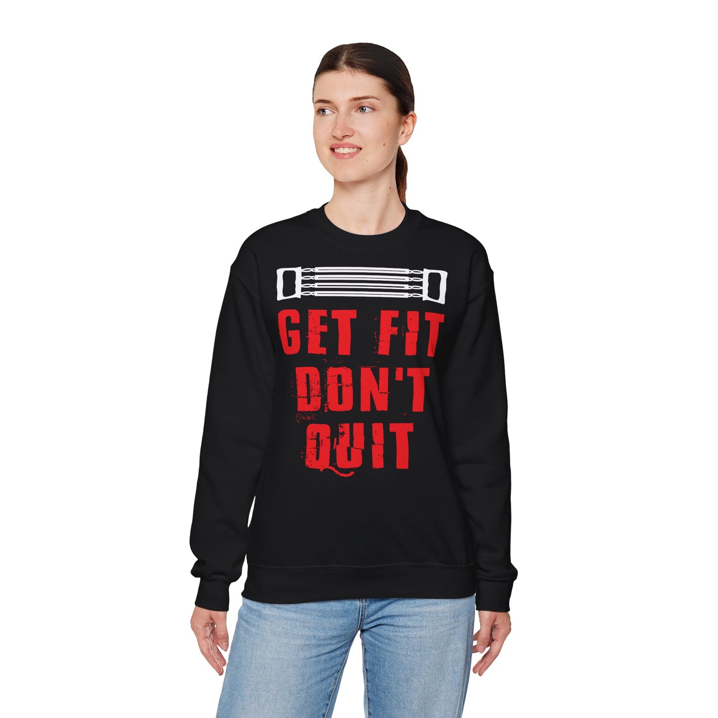 Get Fit Don't Quit Crewneck Sweatshirt - Motivational Fitness Apparel