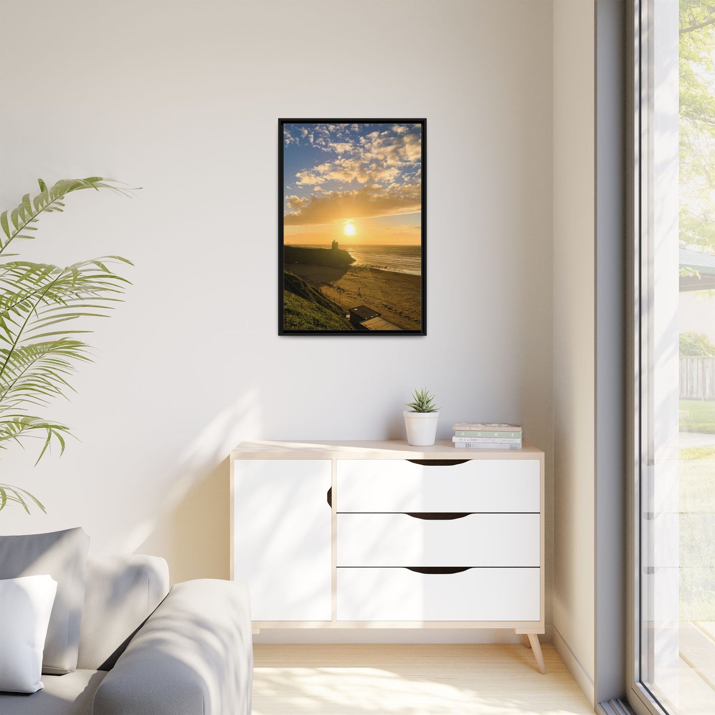 Ballybunion Sunset Castle Matte Canvas, Framed (Multi-color)