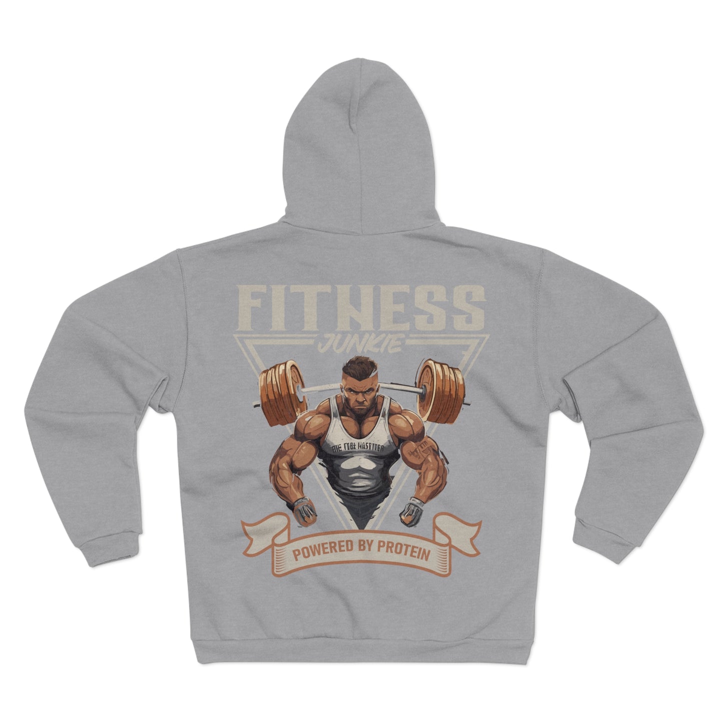 Fitness Junkie Unisex Hooded Zip Sweatshirt - Powered by Protein