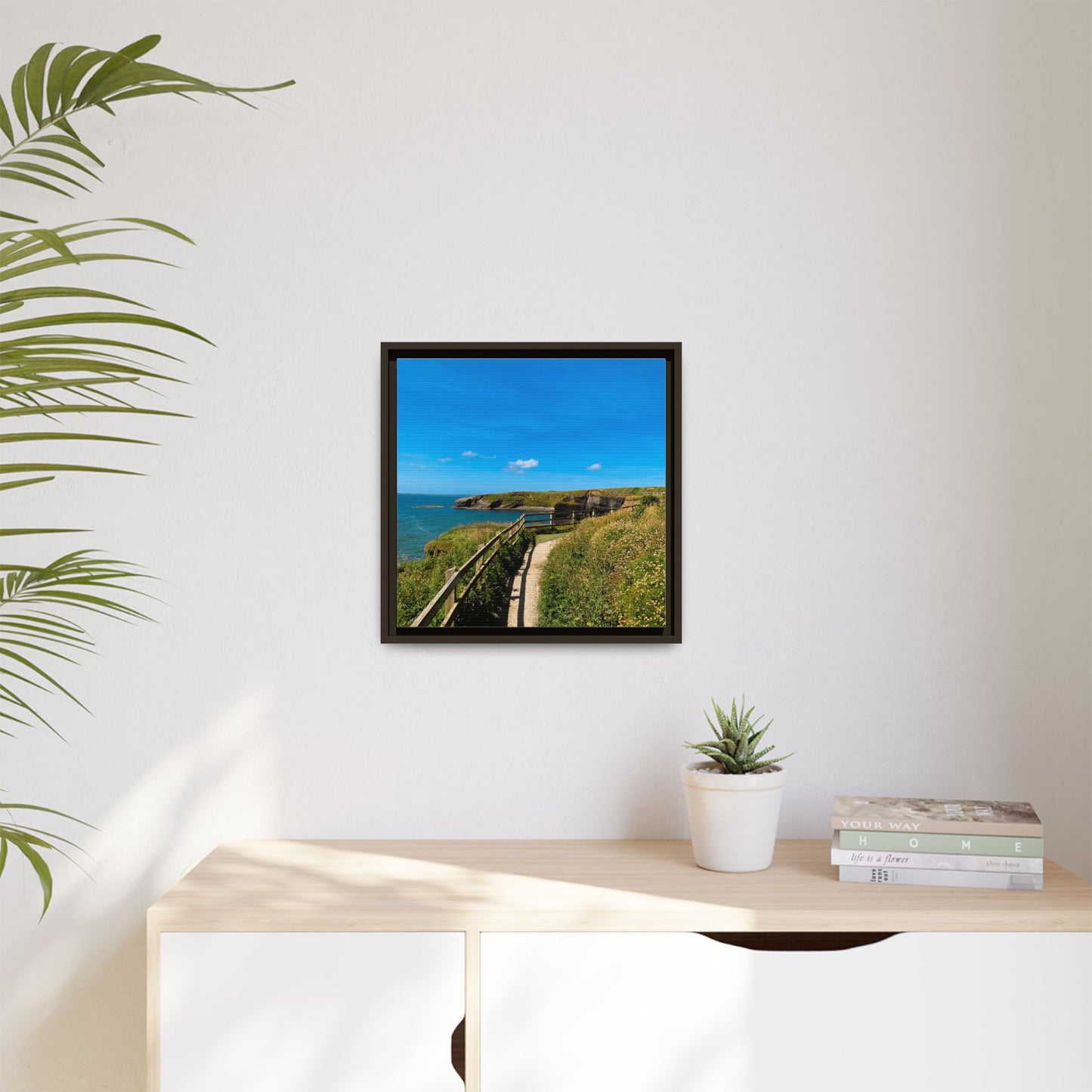 Cliff Trail Ballybunion Matte Canvas, Framed (Multi-color)