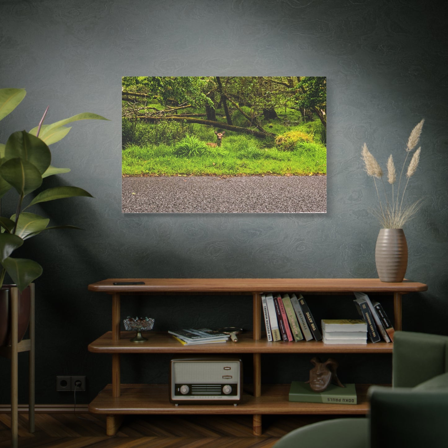 Deer in Ditch Matte Canvas, Stretched, 1.25"