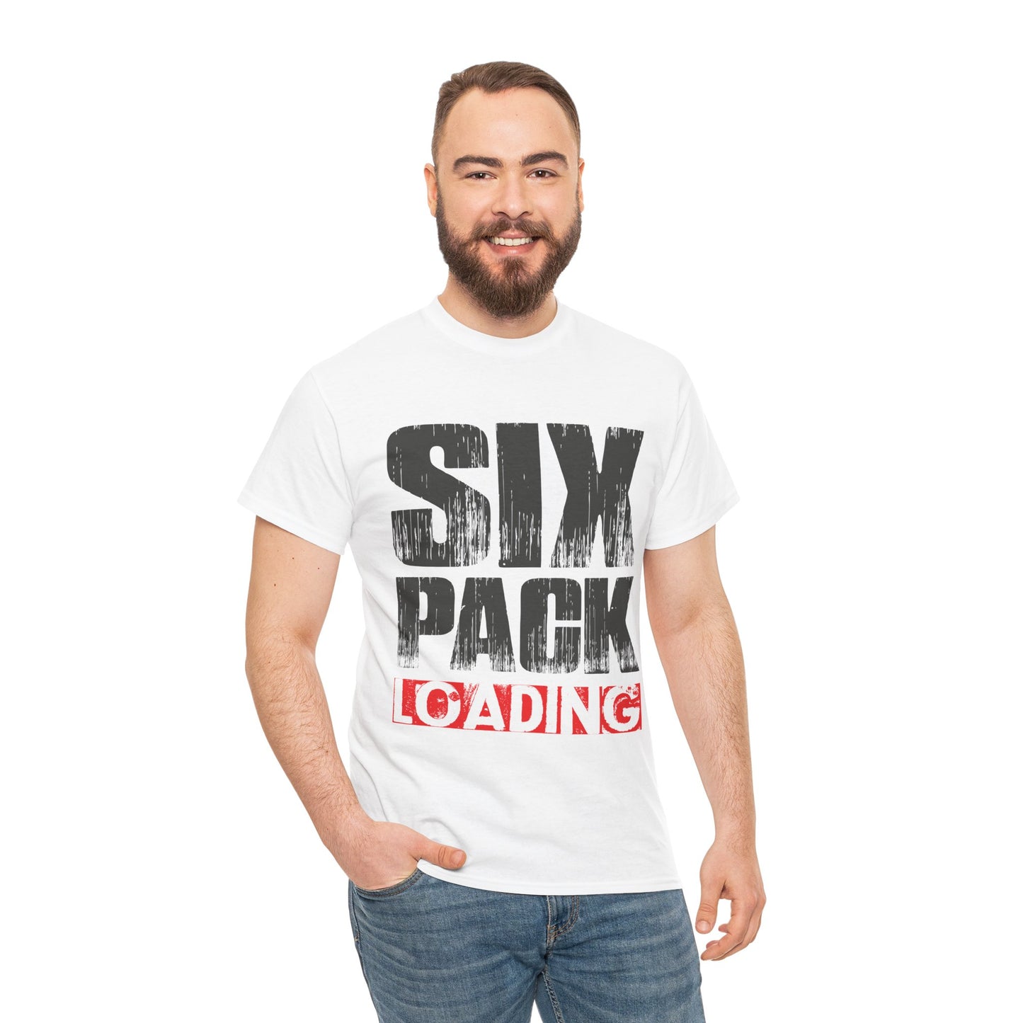 Unisex Heavy Cotton Tee - 'Six Pack Loading' Fitness Shirt