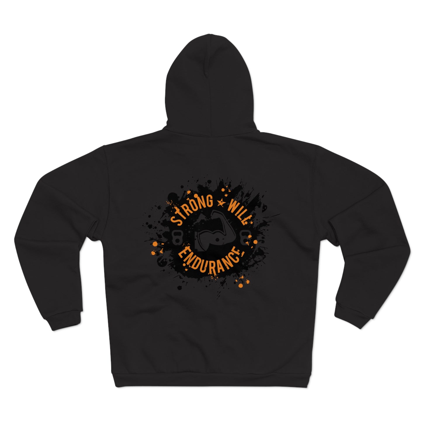 Strong Will Endurance Unisex Hooded Zip Sweatshirt - Motivational Fitness Apparel