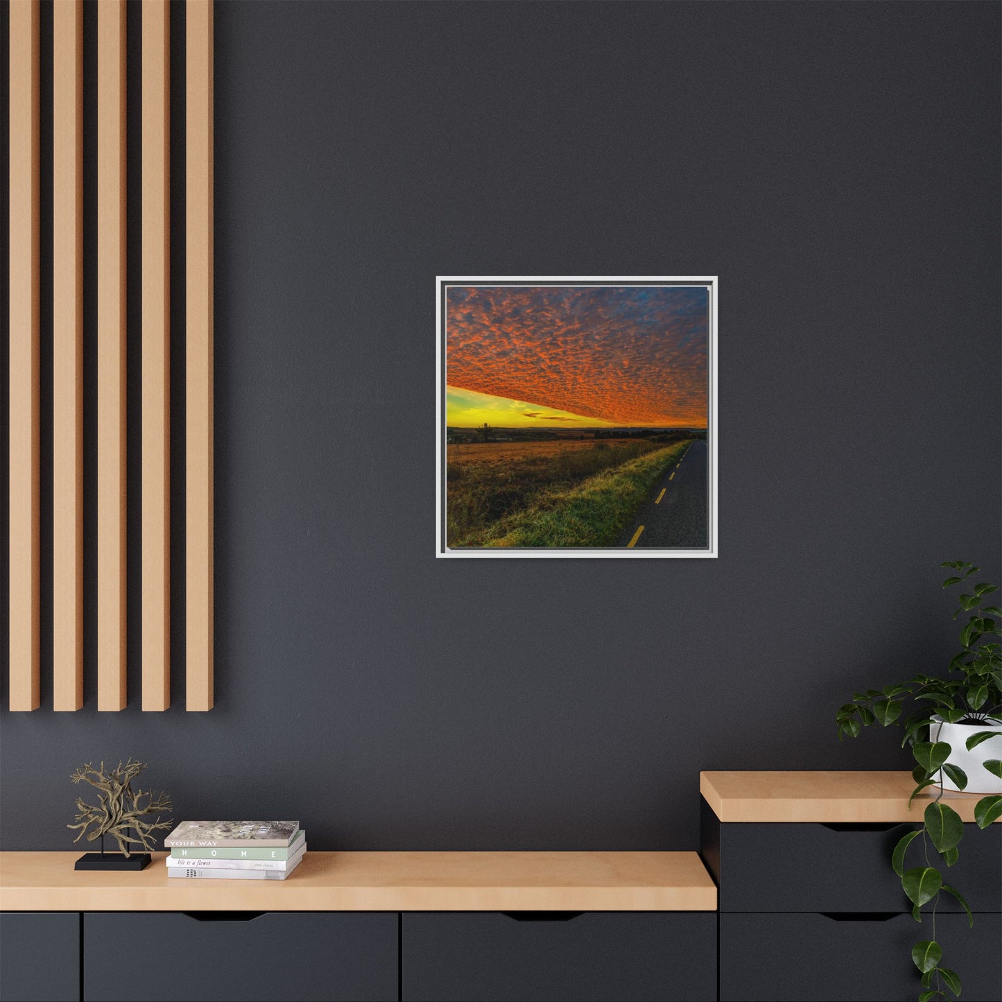 Cloudy Sunset Matte Canvas, Framed (Multi-color)