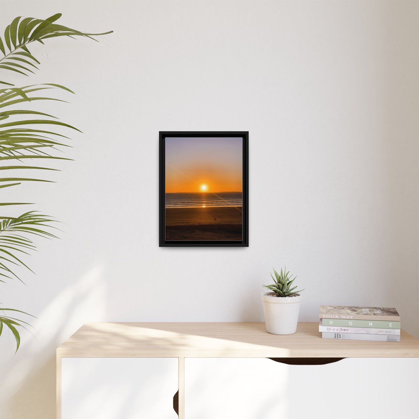 Sunset in Ocean Matte Canvas, Framed (Multi-color)