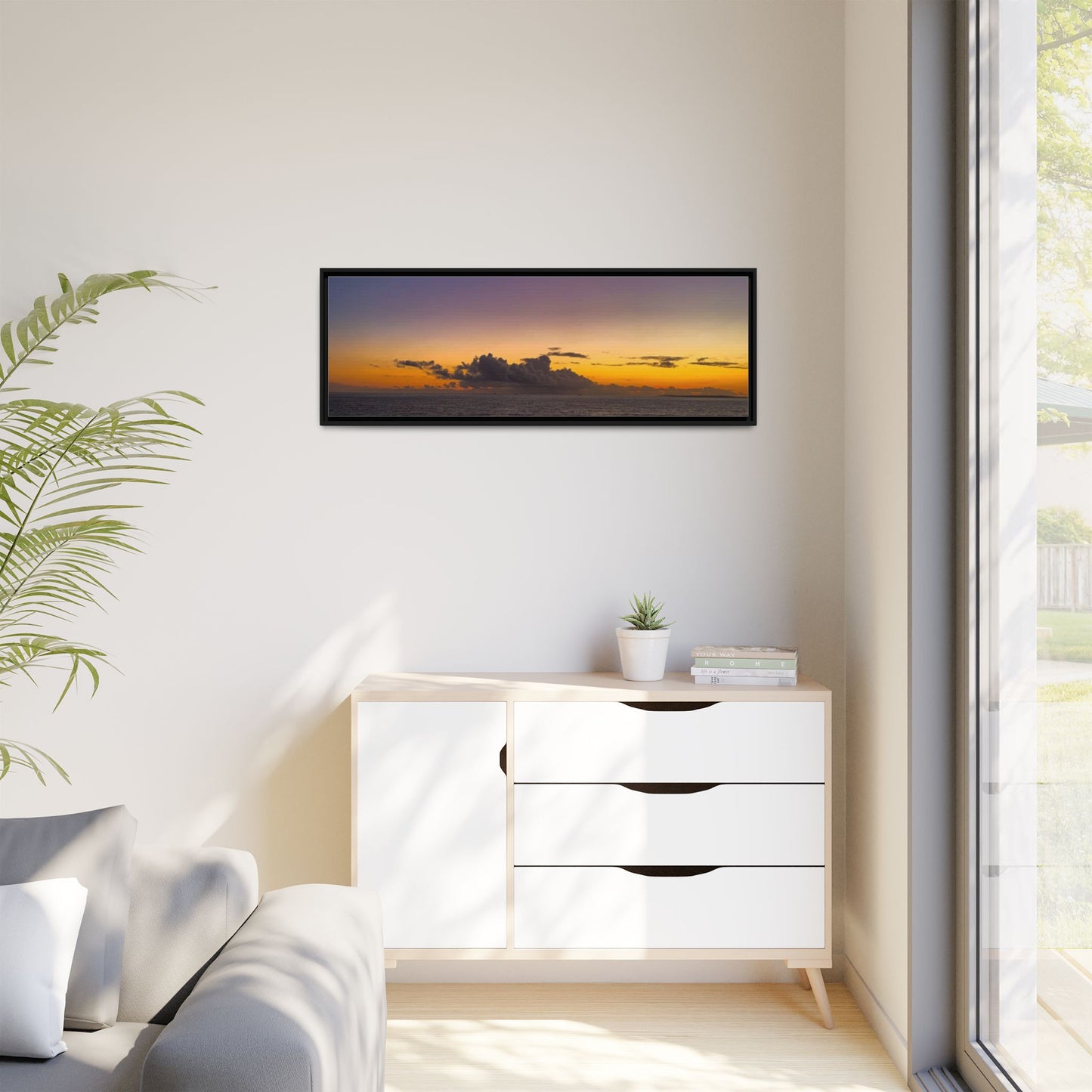 Sunset in Ocean 2 Matte Canvas, Framed (Multi-color)
