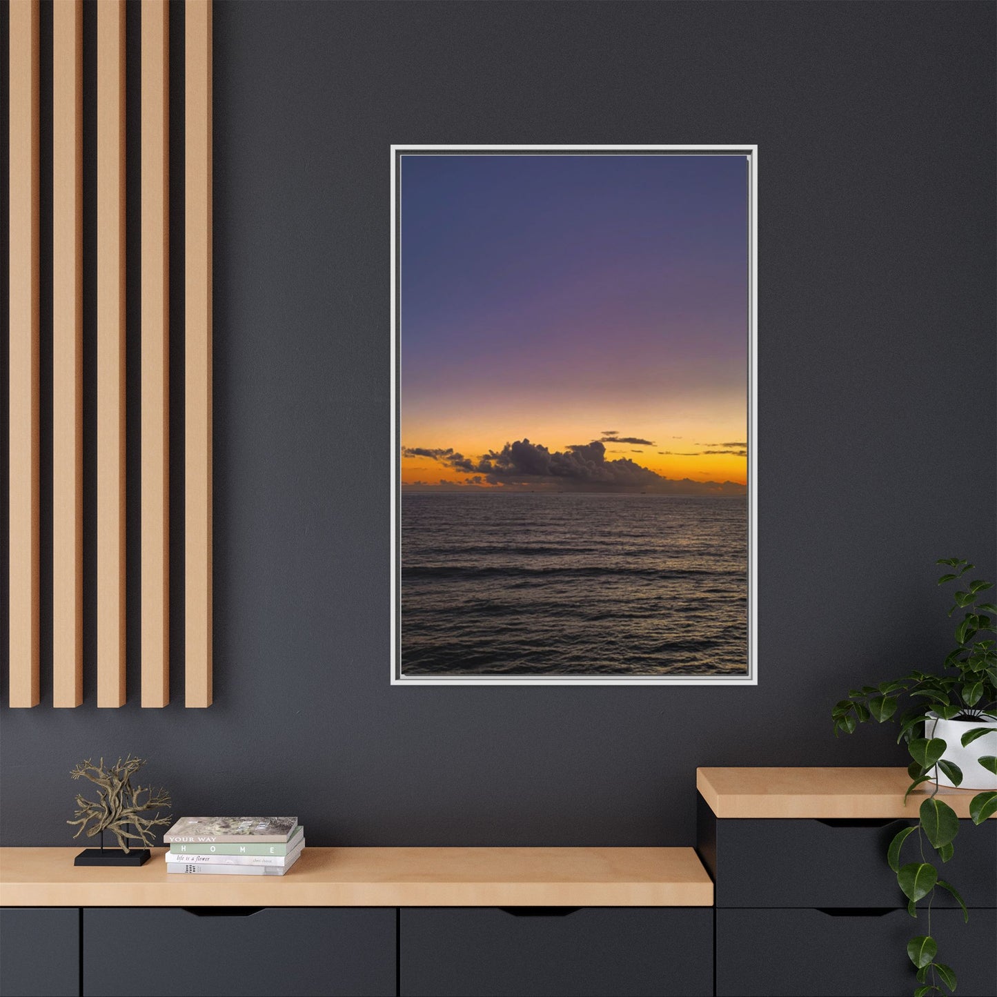 Sunset in Ocean 2 Matte Canvas, Framed (Multi-color)