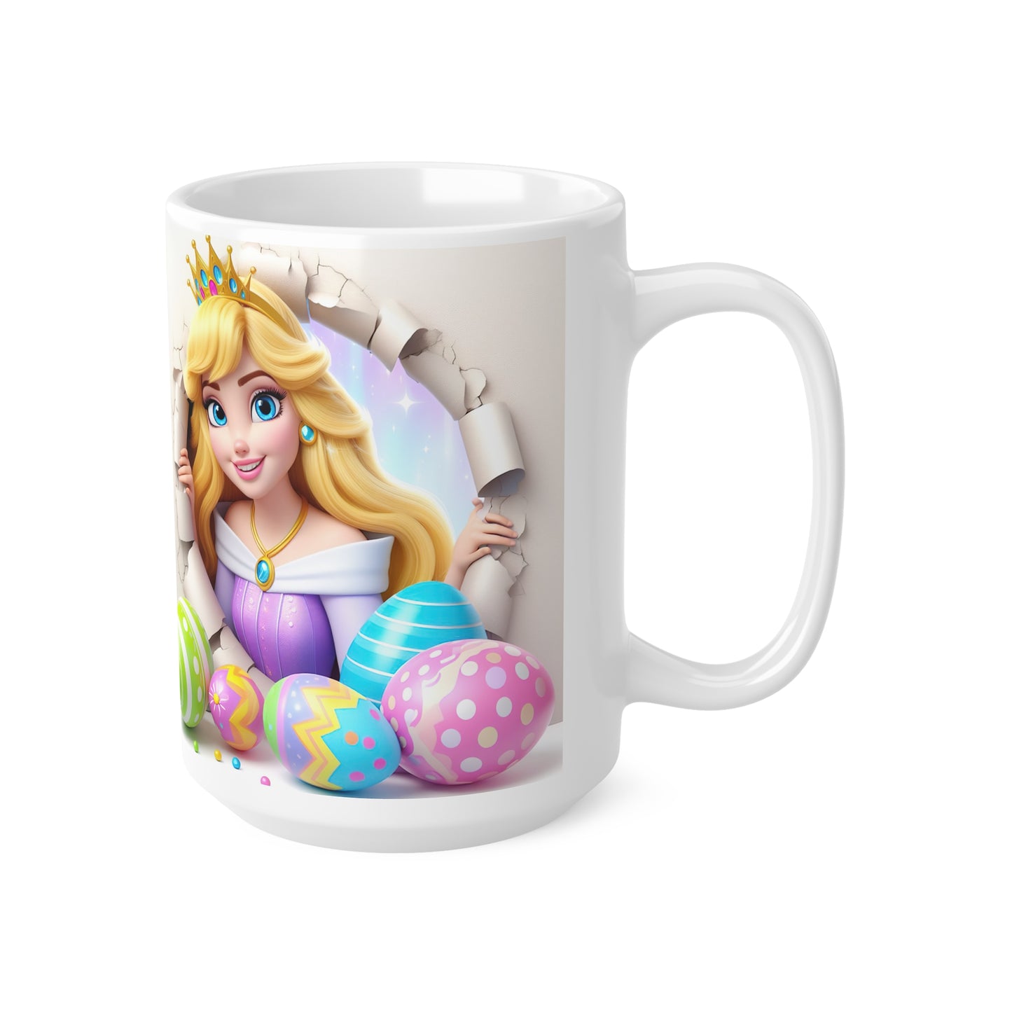 Princess Easter Ceramic Coffee Cup - 11oz & 15oz, Whimsical Design for Spring Celebrations