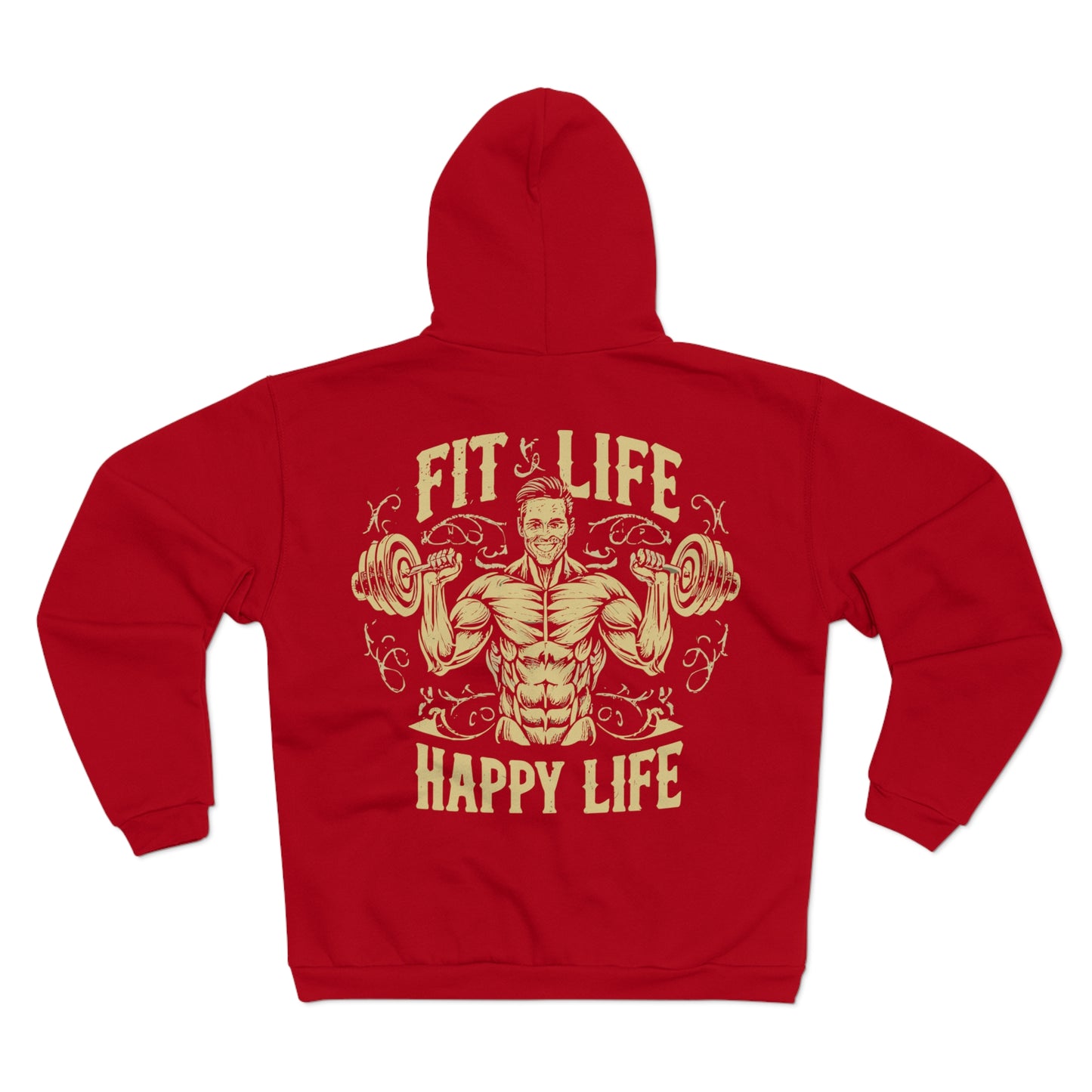 Fit Life Happy Life Unisex Zip Hoodie - Perfect for Fitness Enthusiasts